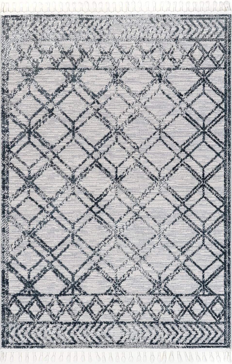 nuLOOM Ansley – Alfombra marroquí de celosía con borlas para sala de estar, guardería, habitación de los niños, dormitorio, geométrico, acogedor,
