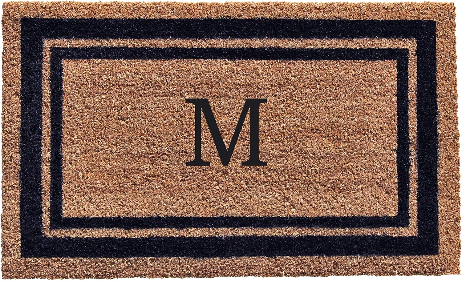 Calloway Mills 153002436M – Felpudo con monograma de 24 x 36 pulgadas, borde azul oscuro (letra M)