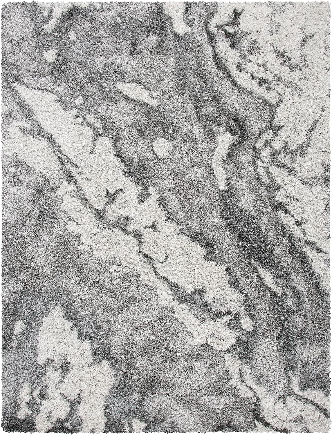 SAFAVIEH Horizon Shag Collection – Alfombra de área de 8 x 10 pies, color gris y marfil, diseño abstracto moderno, no desprende pelusa y de fácil
