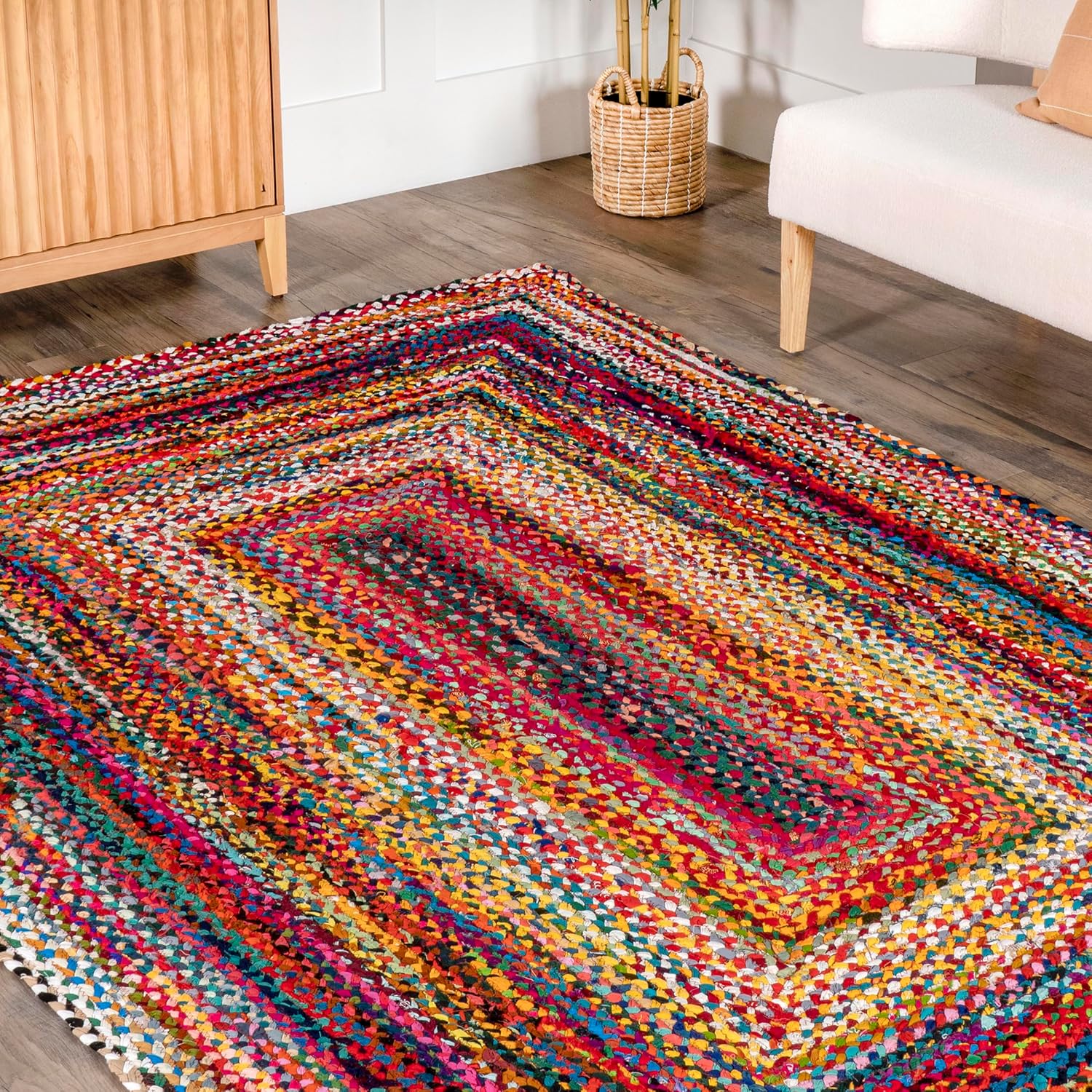 nuLOOM Tammara – Alfombra bohemia trenzada a mano, ovalada de 4 x 6 pies, multicolor