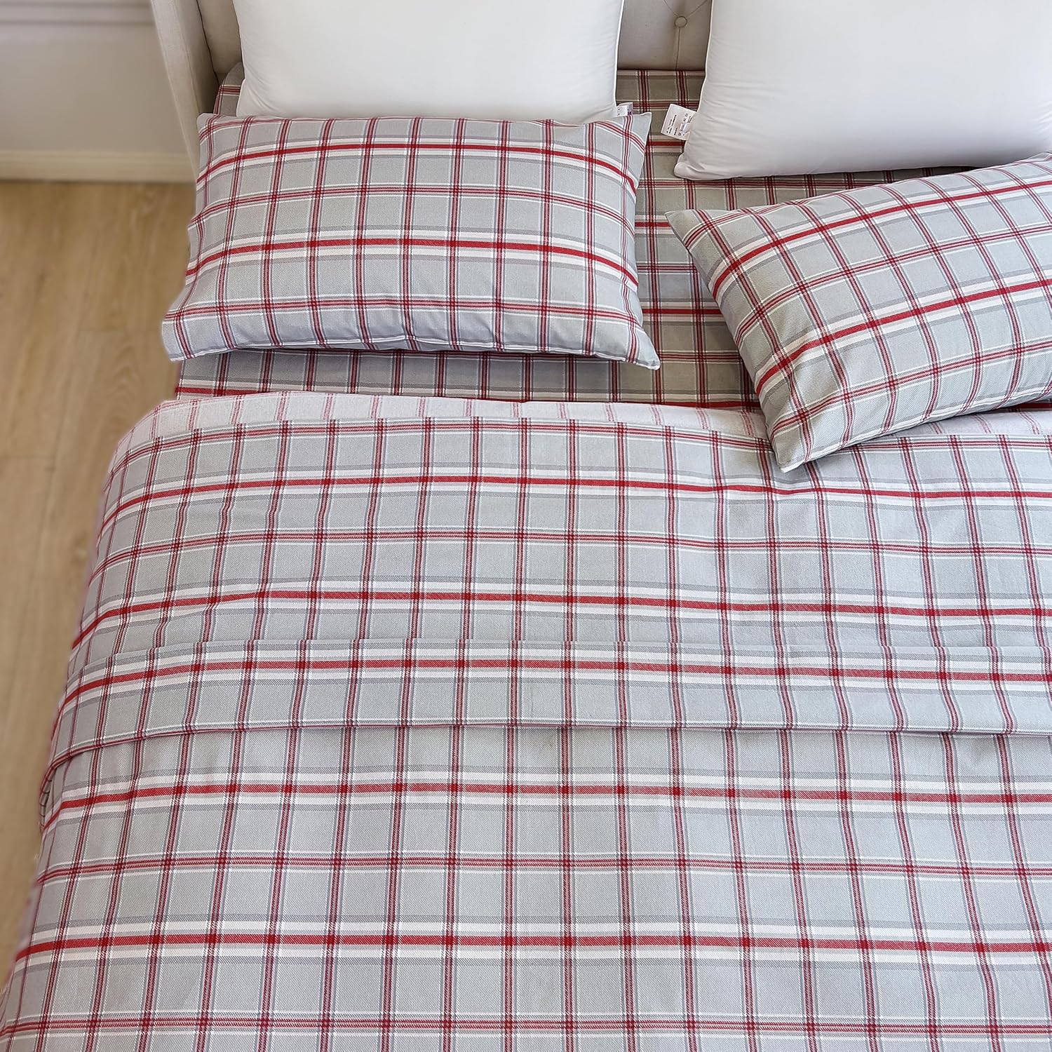 Elegant Comfort Juego de sábanas suaves de franela de 100% algodón turco, 4 piezas, calidad premium, sábana bajera con bolsillo profundo, ultra