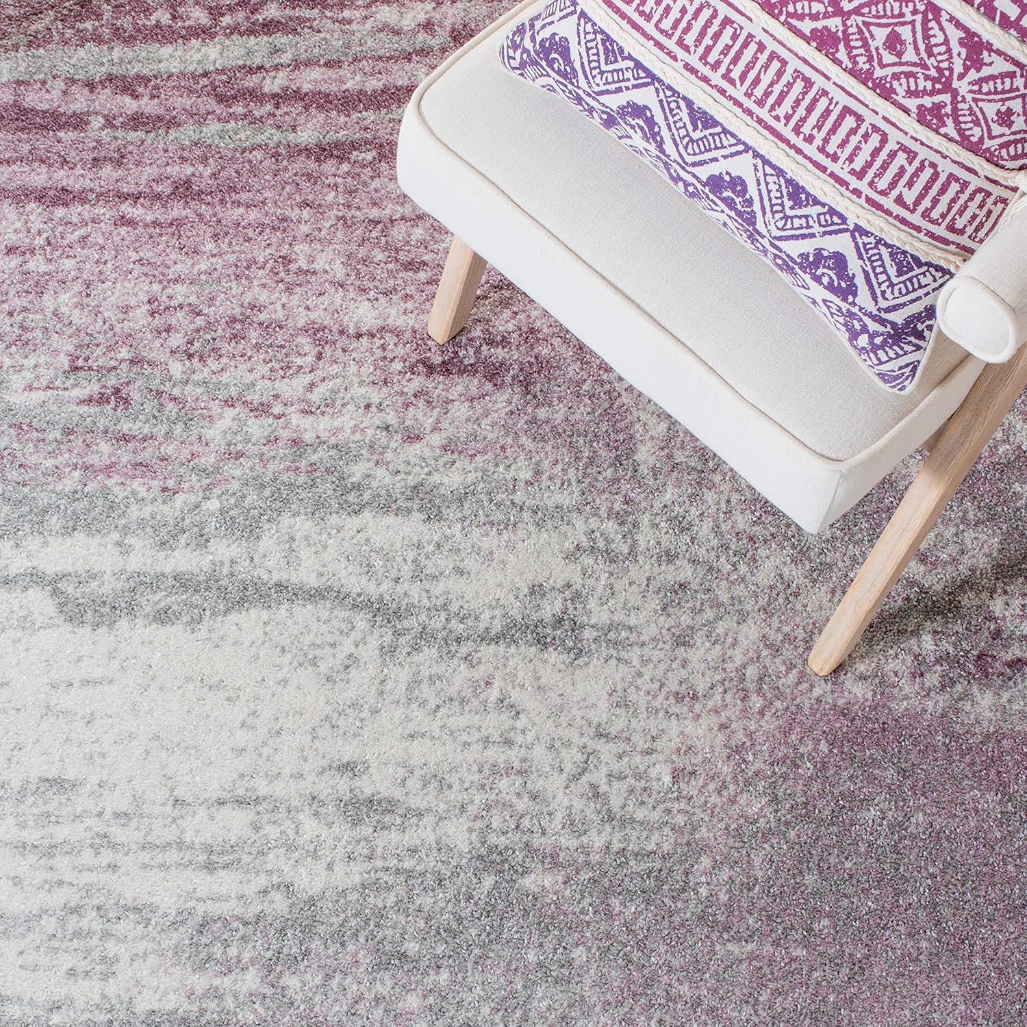SAFAVIEH, colección Adirondack – Alfombra decorativa de 4 x 6 pies, grismorada, abstracta, moderna, no desprende pelo, de fácil cuidado, para zonas