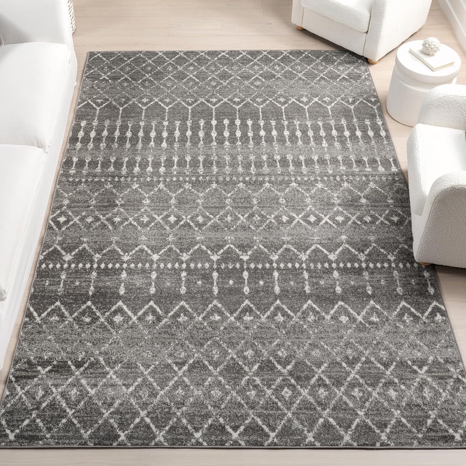 nuLOOM – Alfombra marroquí Blythe Area, 244 cm, cuadrada, gris oscuro