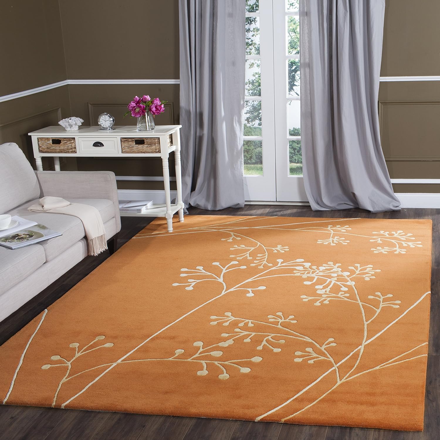 SAFAVIEH Soho Collection SOH305D – Alfombra de lana prémium hecha a mano de 6 x 9 pies, color óxido