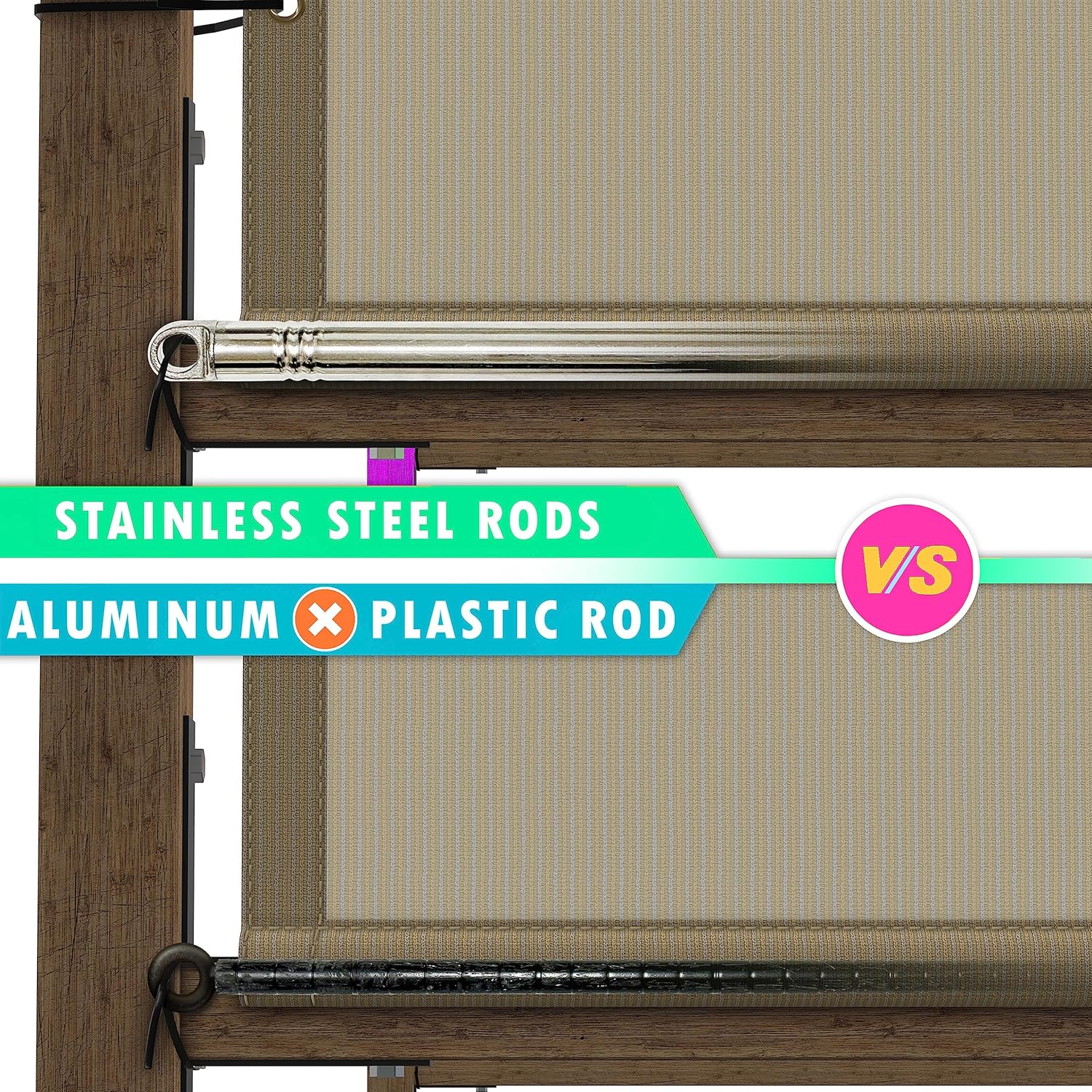 ShadeMart Cubierta de pérgola gris de 8 pies de ancho x 12 pies de largo, con varillas y ojales de acero inoxidable con peso de acero inoxidable,