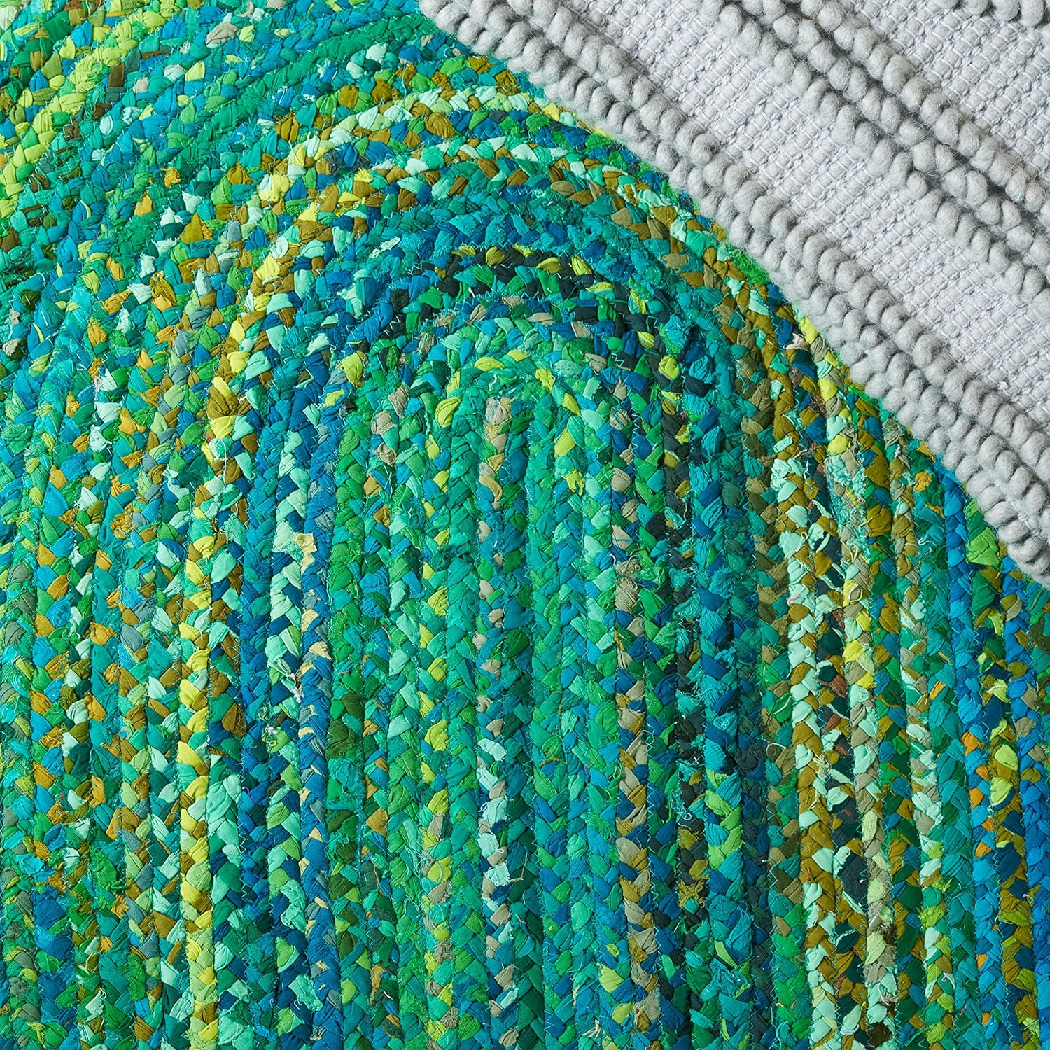 Safavieh Alfombra trenzada de la colección  3 x 5 pies, ovalada, verde, hecha a mano de algodón reversible, ideal para zonas de alto tráfico en sala