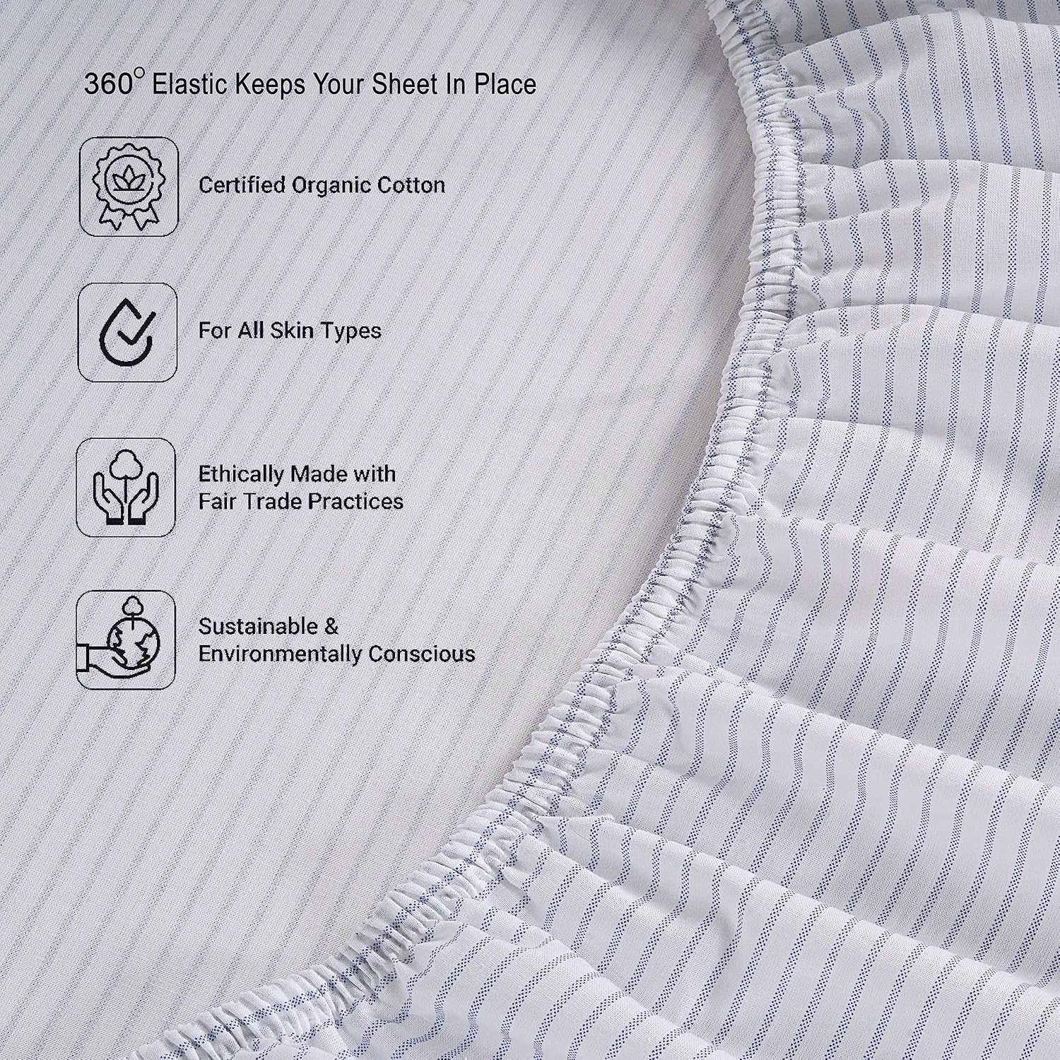 Lane Linen – Juego de 2 piezas con sábana bajera 100% algodón orgánico en tamaño individual y 1 funda de almohada, con tejido de percal de algodón