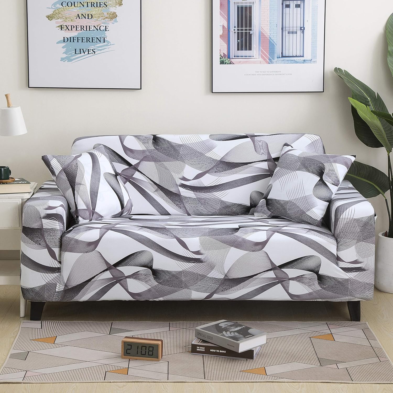 MIDODO – Funda de sofá estampada elástica para sillón, fundas con patrón para sillón (XW, sillón)