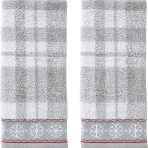 SKL Home Christmas Whistler – Juego de toallas de mano a cuadros, 16 x 25 pulgadas, grisa cuadros, 2 unidades SKL Home Christmas Whistler – Juego de toallas de mano a cuadros, 16 x 25 pulgadas, grisa cuadros, 2 unidades