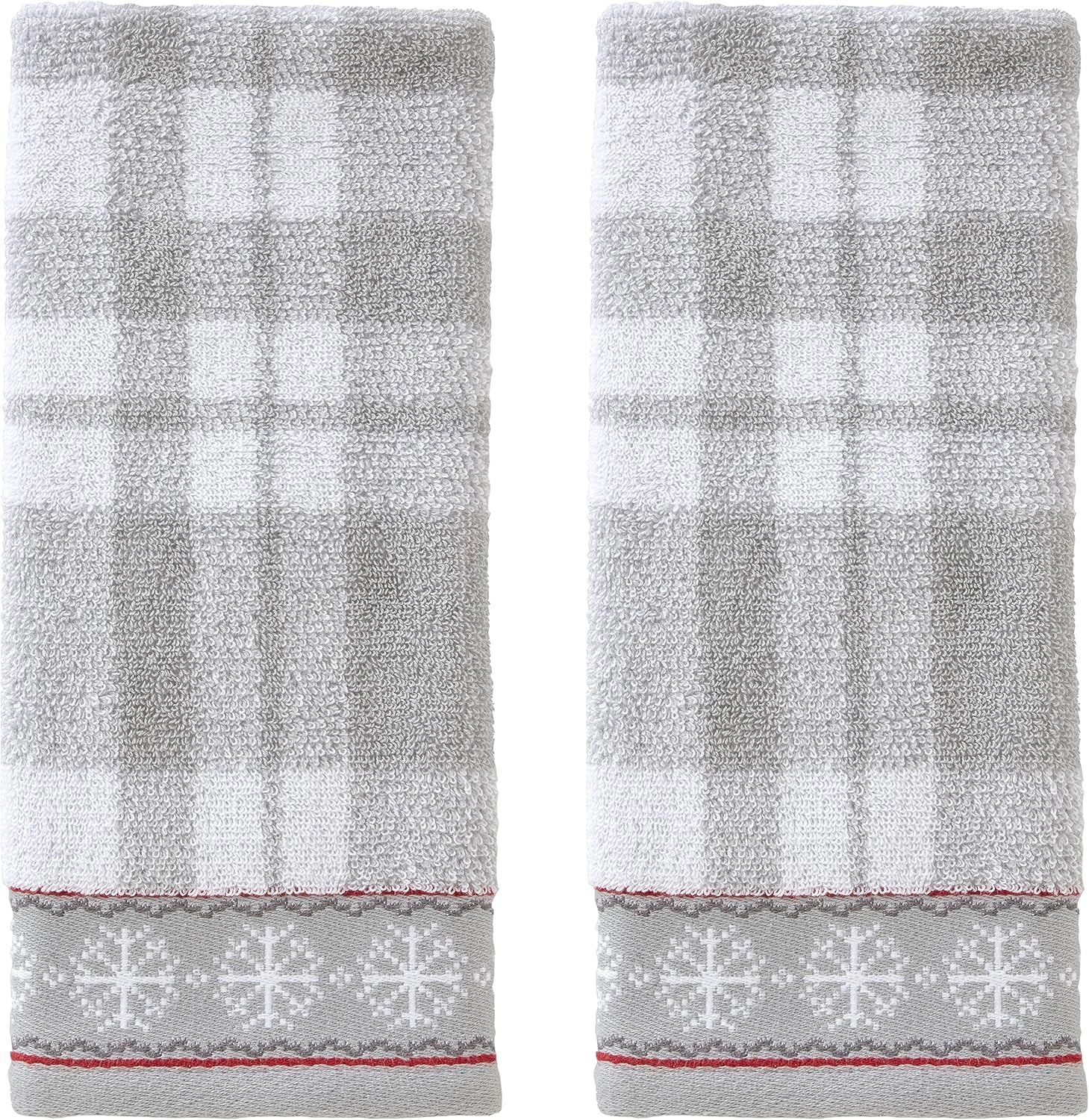 SKL Home Christmas Whistler – Juego de toallas de mano a cuadros, 16 x 25 pulgadas, grisa cuadros, 2 unidades