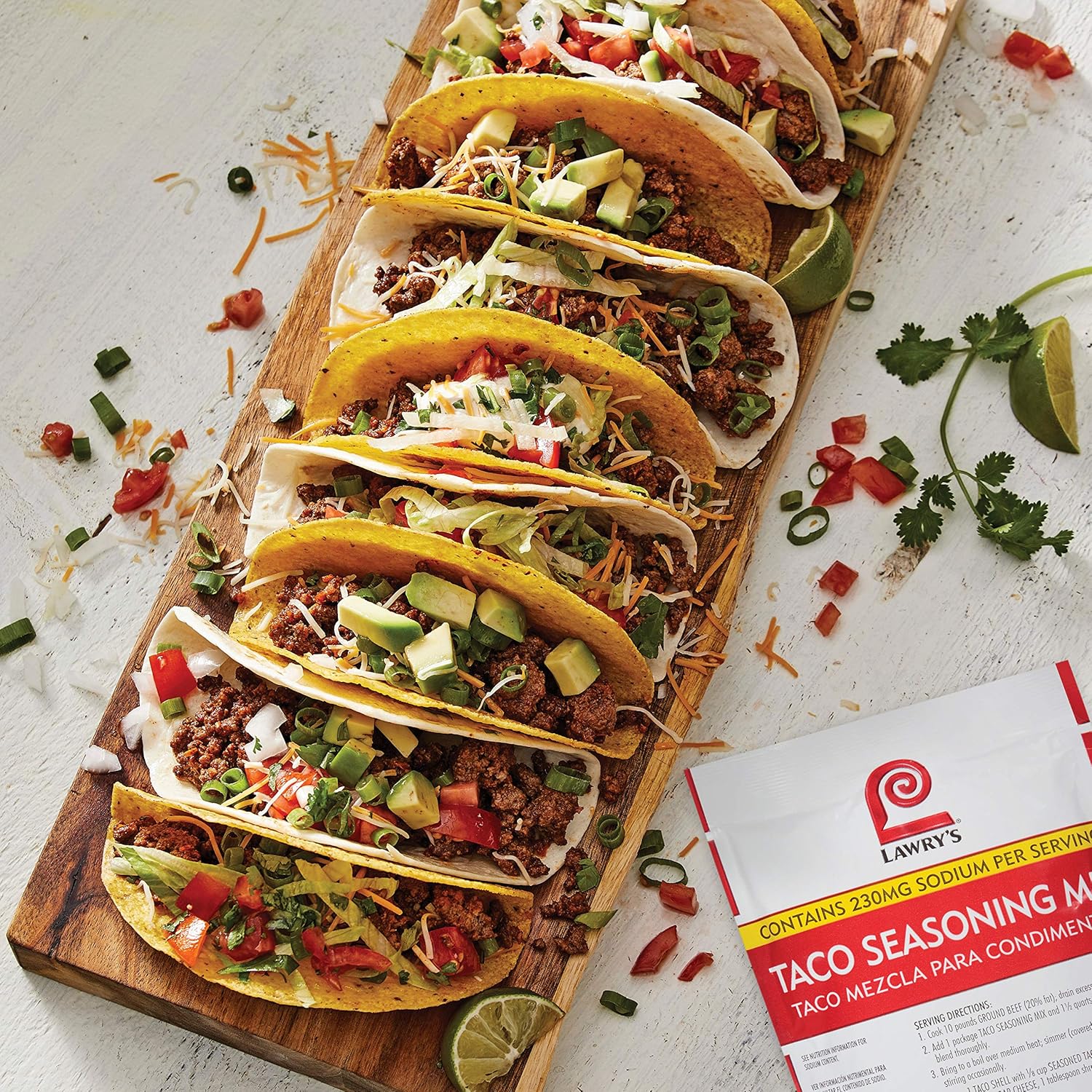 Lawry’s Mezcla de condimentos para tacos, seis paquetes de 9 onzas de mezcla de condimentos para tacos, mejor para pollo, carne de res, pescado,