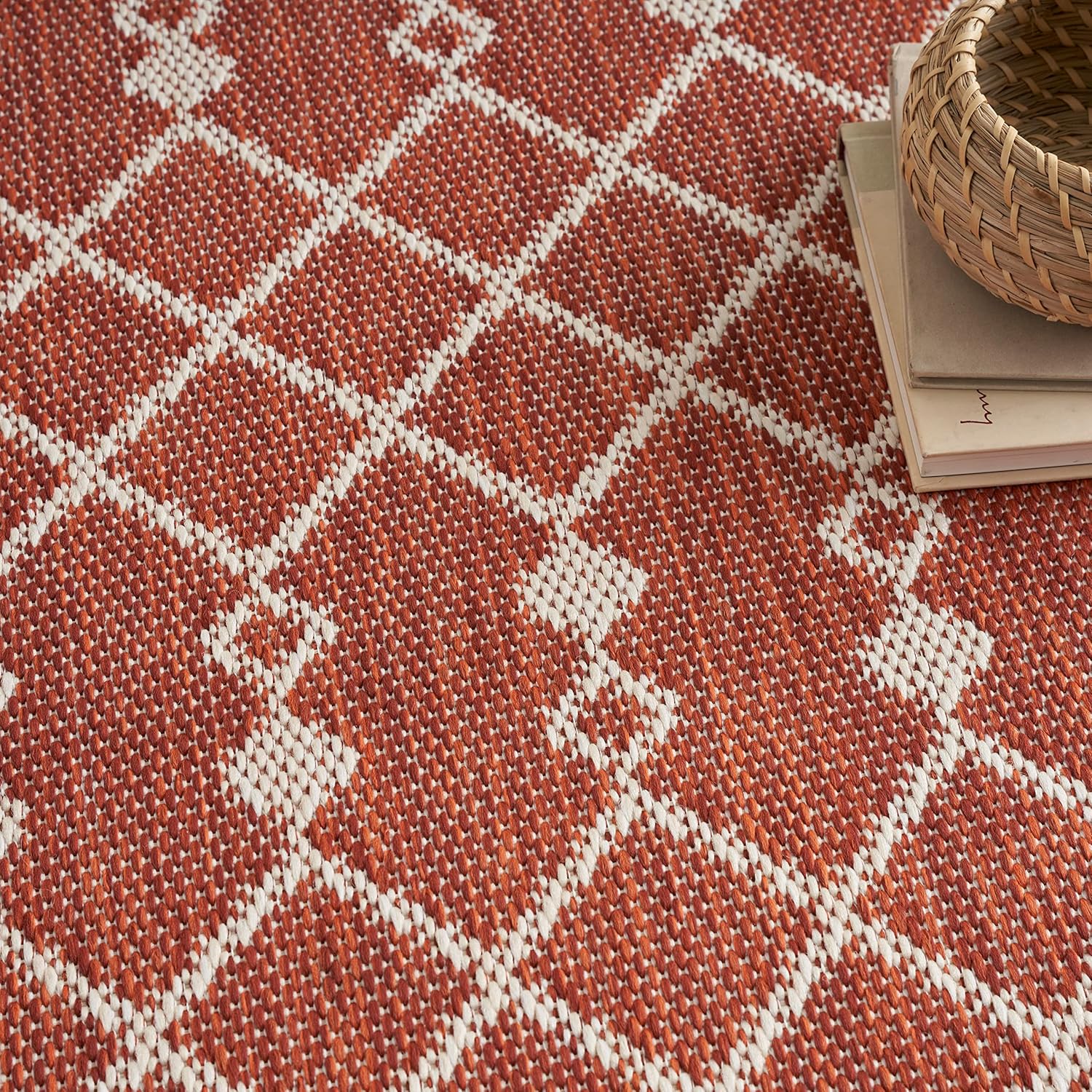 Nourison Positano – Alfombra de 5 x 7 pies, color terracota para interiores y exteriores, fácil de limpiar, no se desprende, para dormitorio, sala