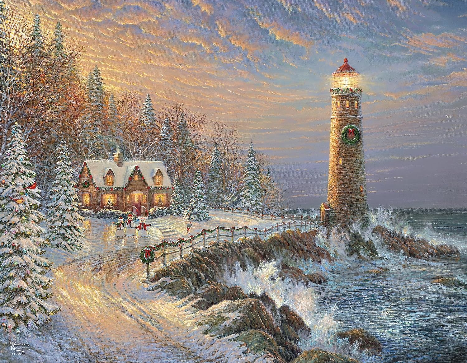 Ceaco – Paquete múltiple 4 en 1 – Thomas Kinkade – Holiday – (4) rompecabezas de 500 piezas