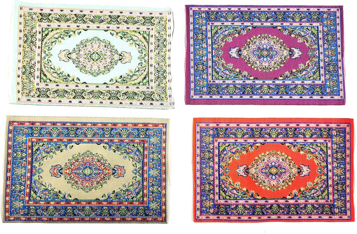 1 12 Escala Muebles de Casa de Muñecas 4 Colores Alfombras Set Alfombras Miniatura Casa de Muñecas Juguete Balcón Sala Dormitorio Decoración