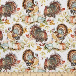 Springs Creative Harvest Pavos y calabazas Multi, tela de The Yard Springs Creative Harvest Pavos y calabazas Multi, tela de The Yard