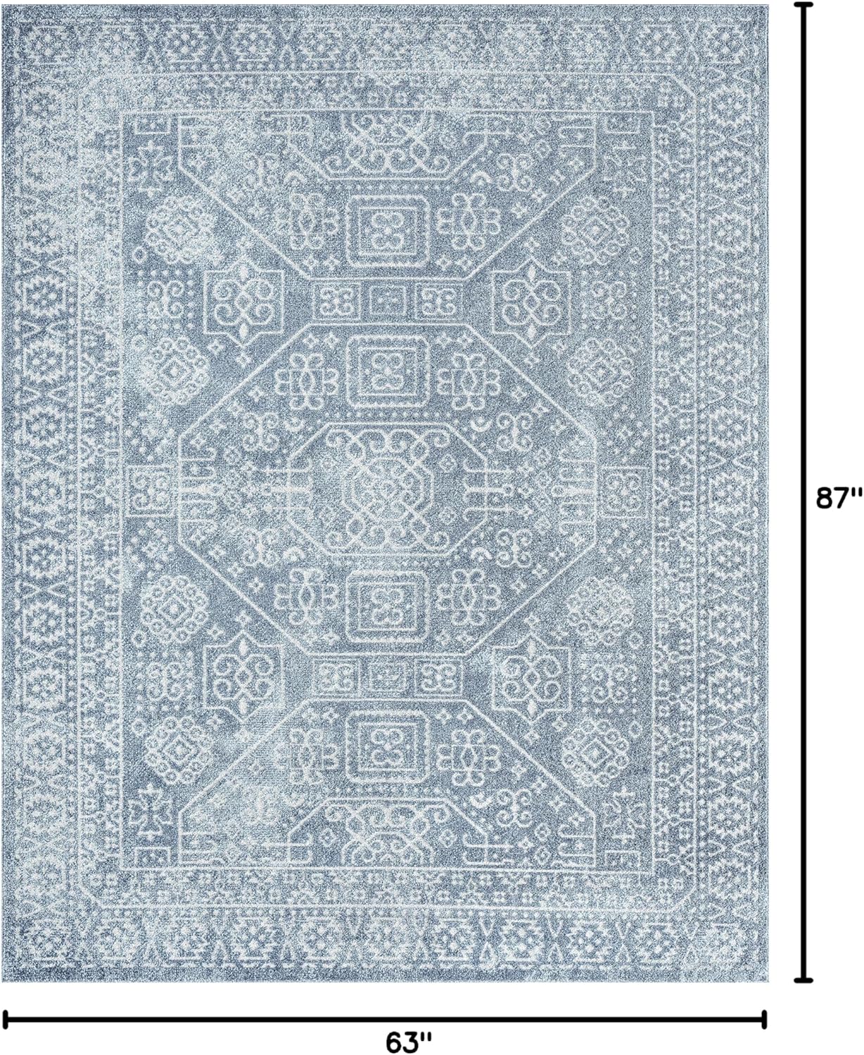 Mabel – Alfombra de área azul de 5 x 7 pies, 5 x 7, alfombra de área para sala de estar, comedor, alfombra de dormitorio, alfombra de entrada