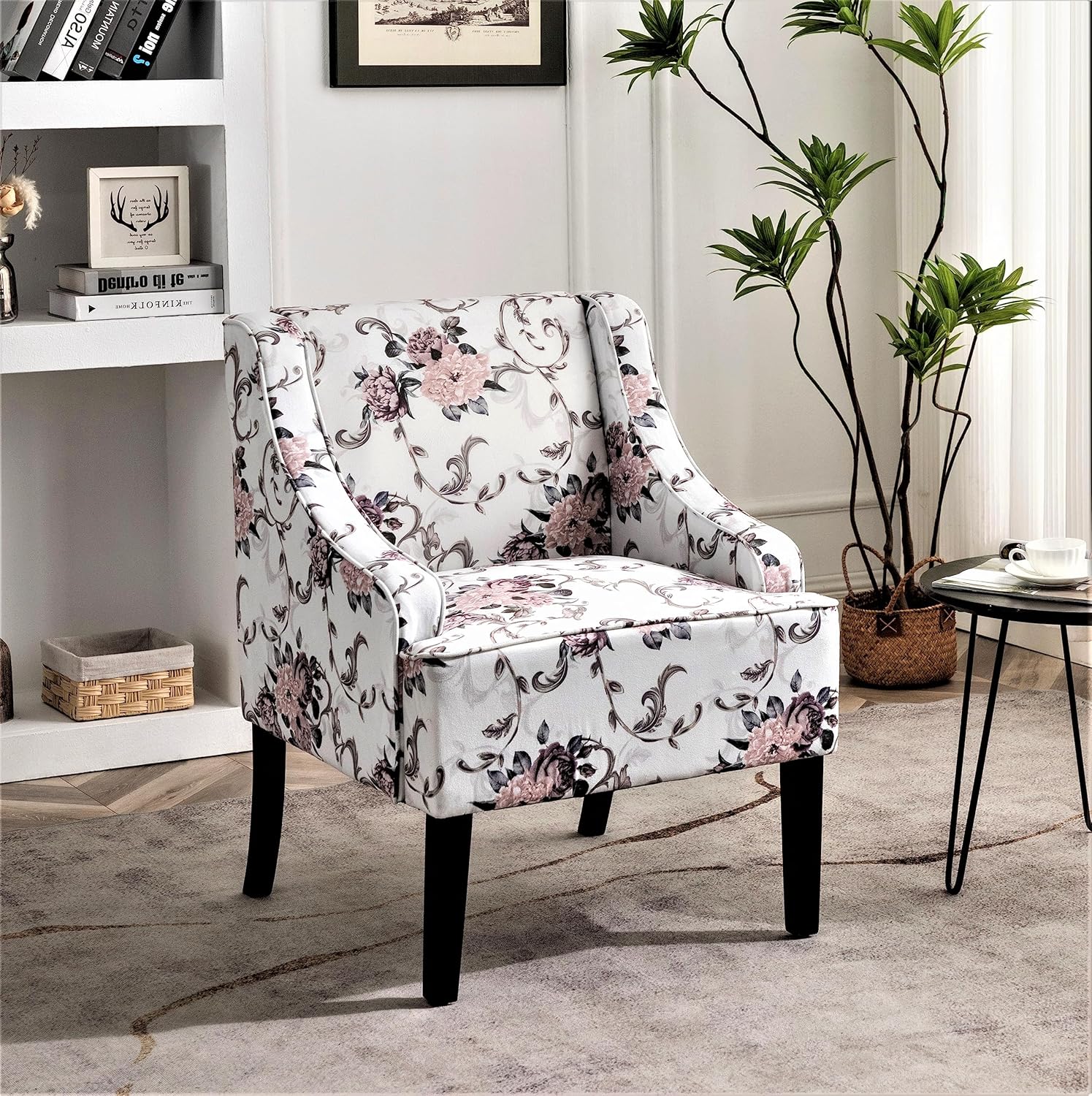 Sillas decorativas de tela estampada para sala de estar, dormitorio, comedor y entrada, asientos decorativos con diseño elegante, brazos empotrados