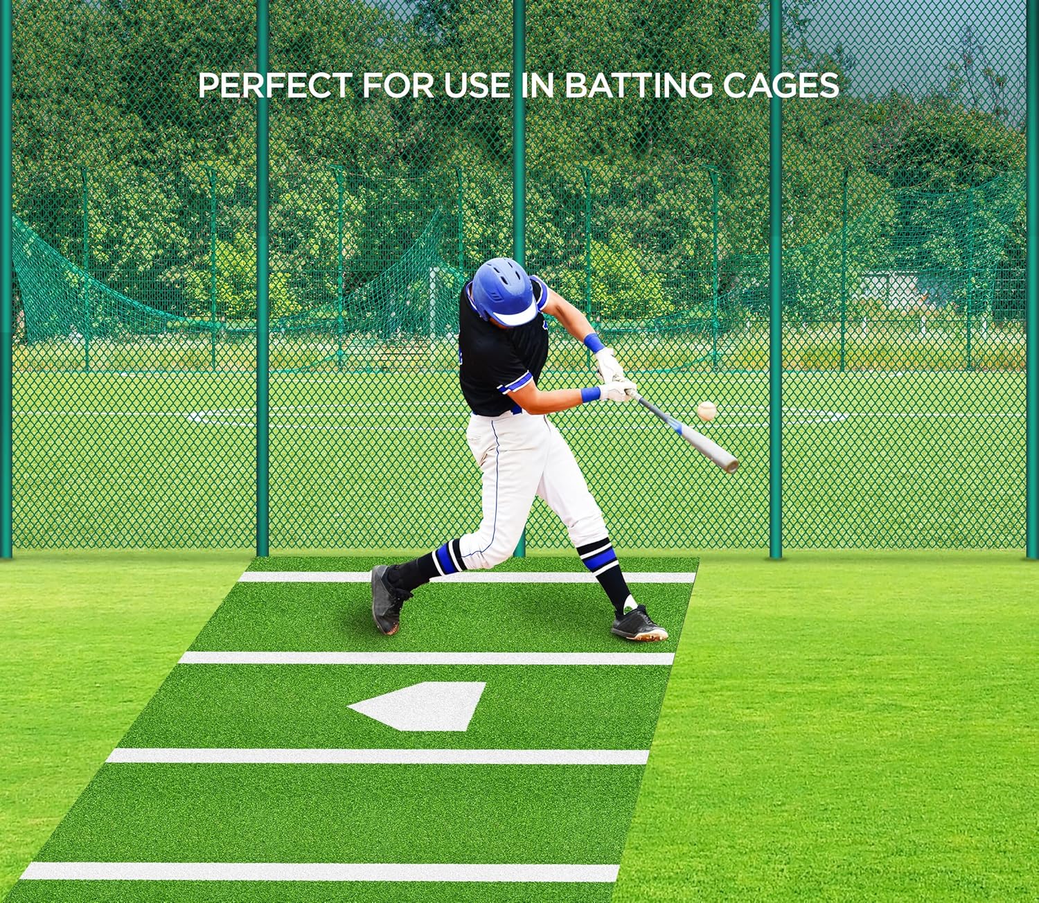 ZivPlay Alfombrilla de bateo de béisbol de 12 x 6 pies, tamaño reglamentario, con placa de casa y césped antidecoloración para entrenamiento de