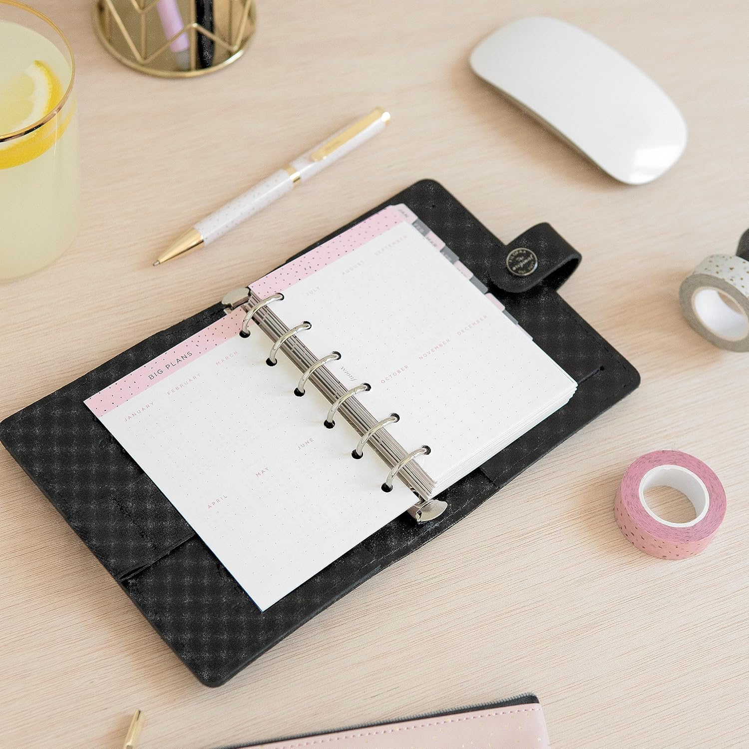 Filofax Recambio de diario de calendario, tamaño de bolsillo, semana a vista, paquete de diario mínimo de confeti, multilingüe cinco idiomas, 2024