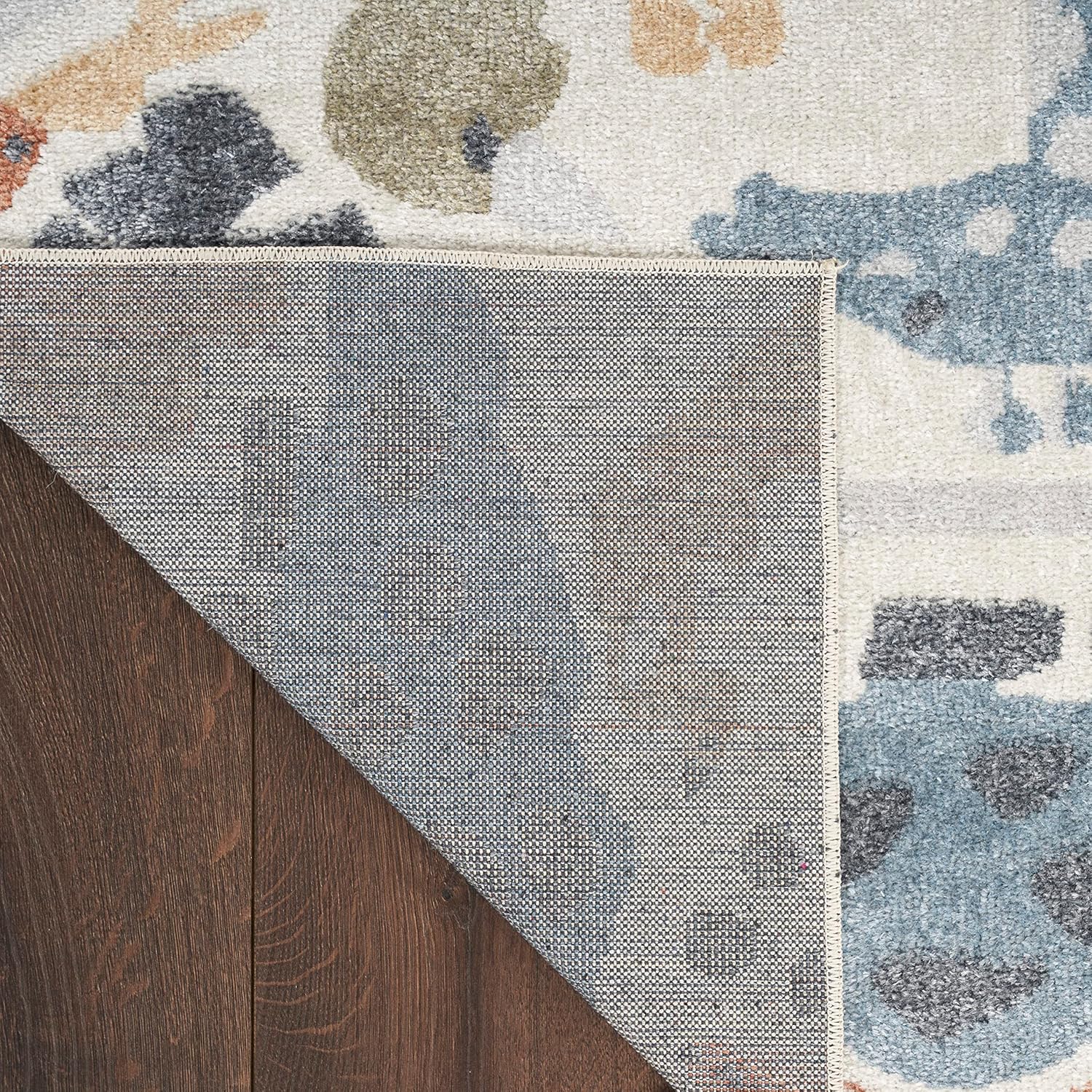 Nourison Astra – Alfombra lavable a máquina con diseño de animales marfil de 6 pies 7 pulgadas x 9 pies, fácil de limpiar, no se desprende,
