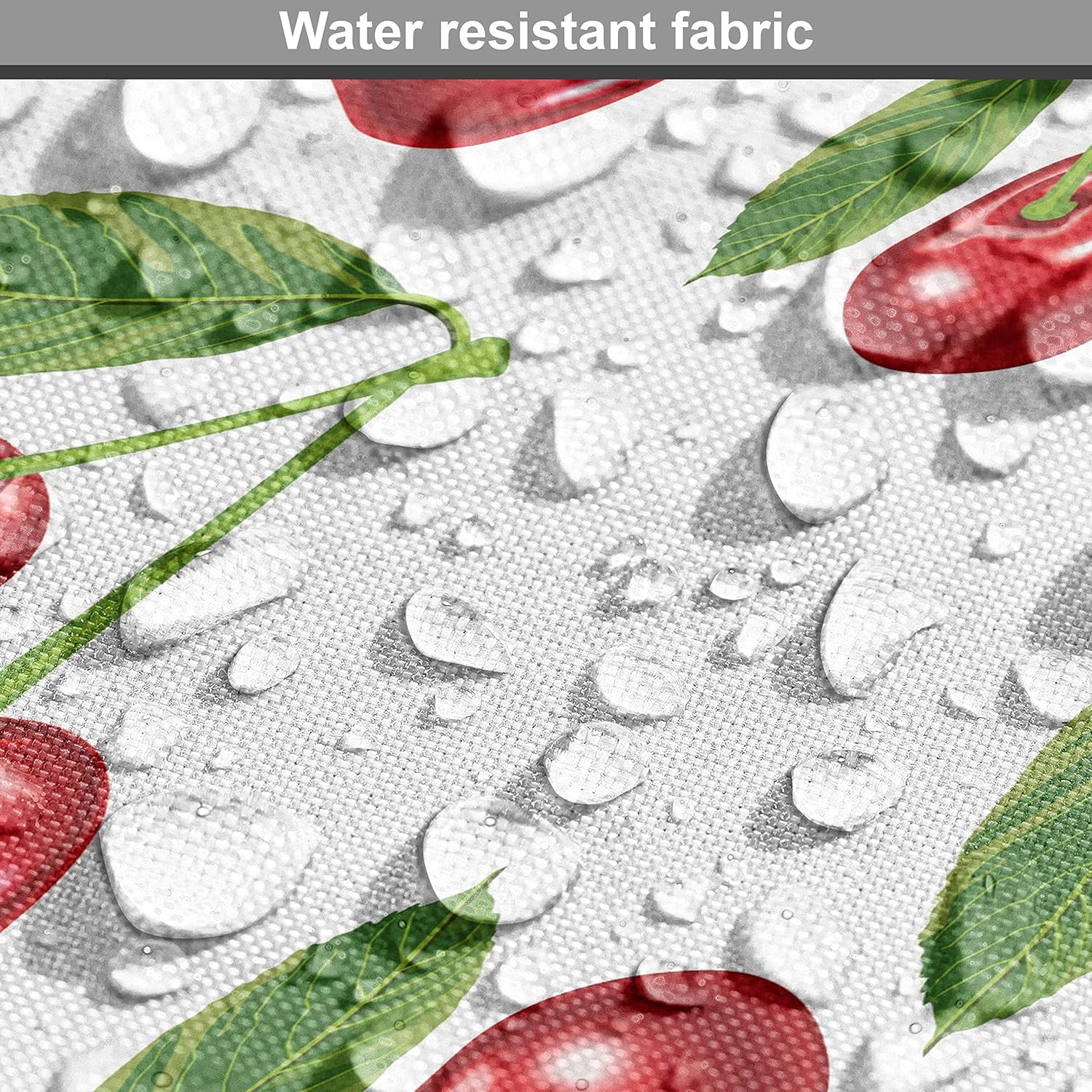 Ambesonne The Yard, tela de frutas de diseño de cerezas, frutas frescas de verano, verde jardín, macro impresión digital, tela decorativa para