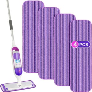 Almohadillas reutilizables para trapeador compatibles con Swiffer Powermop (paquete de 4), repuestos de almohadillas de microfibra Papclean para Almohadillas reutilizables para trapeador compatibles con Swiffer Powermop (paquete de 4), repuestos de almohadillas de microfibra Papclean para