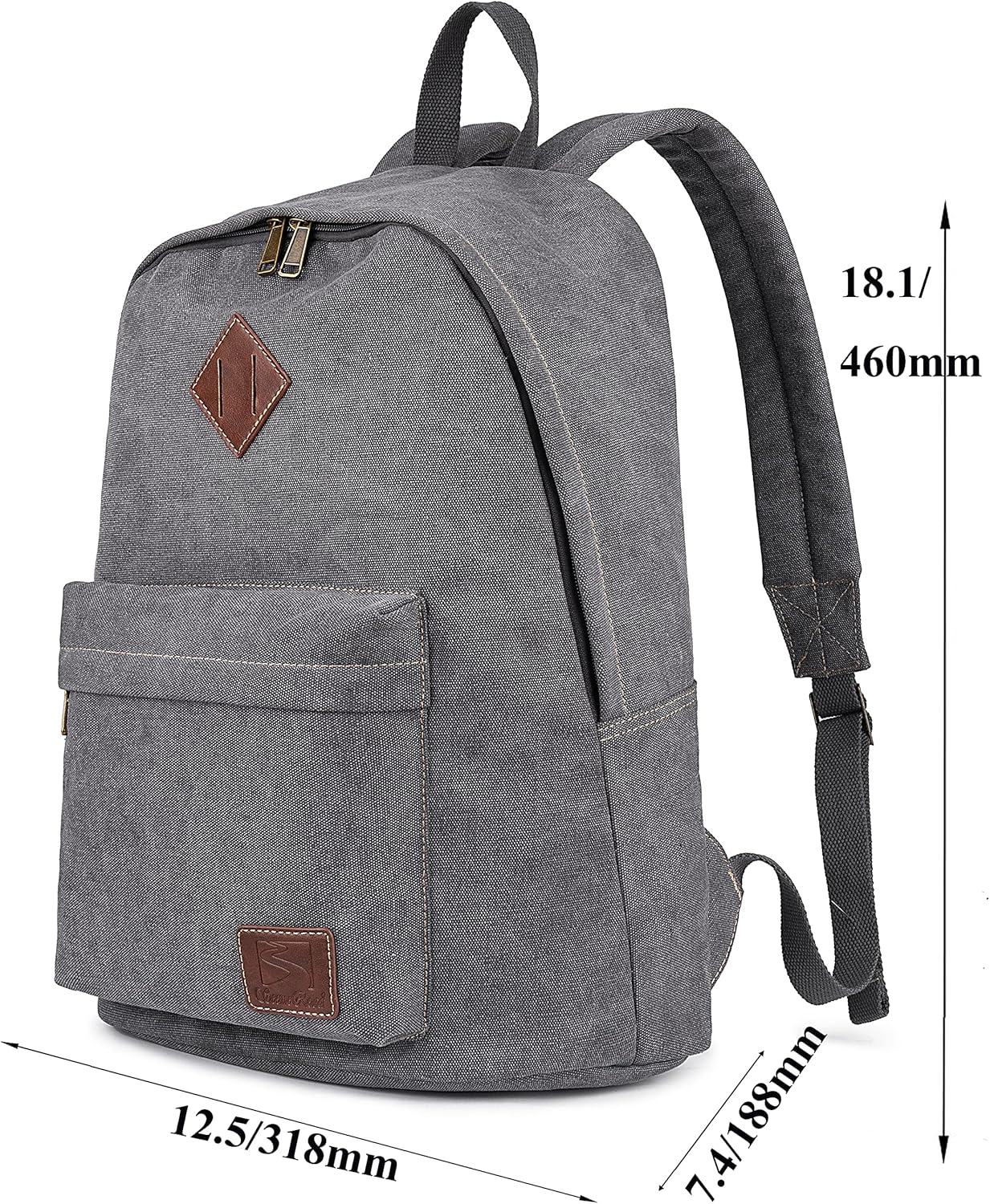 Mochila de lona para laptop, mochila duradera, bolsa de viaje para hombres y mujeres.., Gris