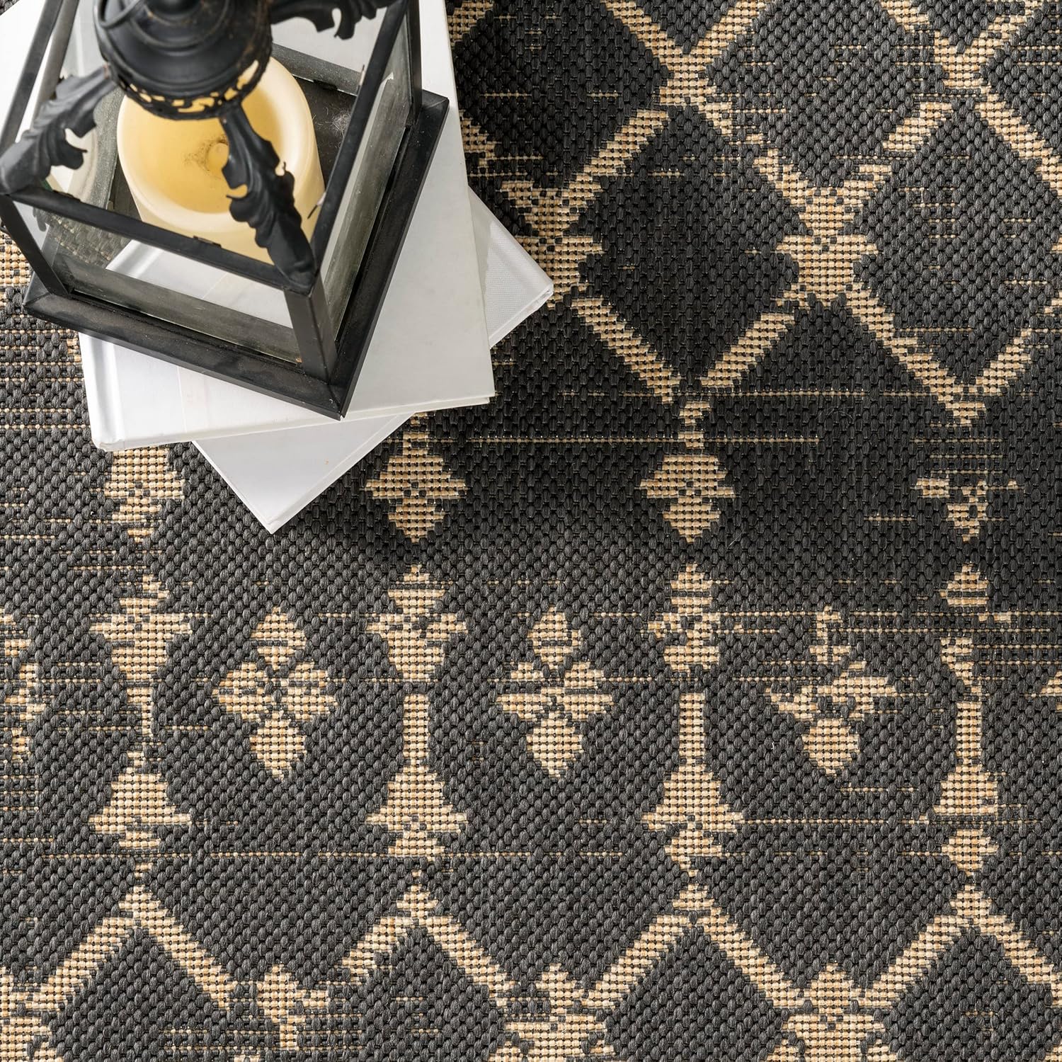 nuLOOM Grayson – Alfombra marroquí Trellis para interiores y exteriores, 7 x 9 pulgadas, color carbón