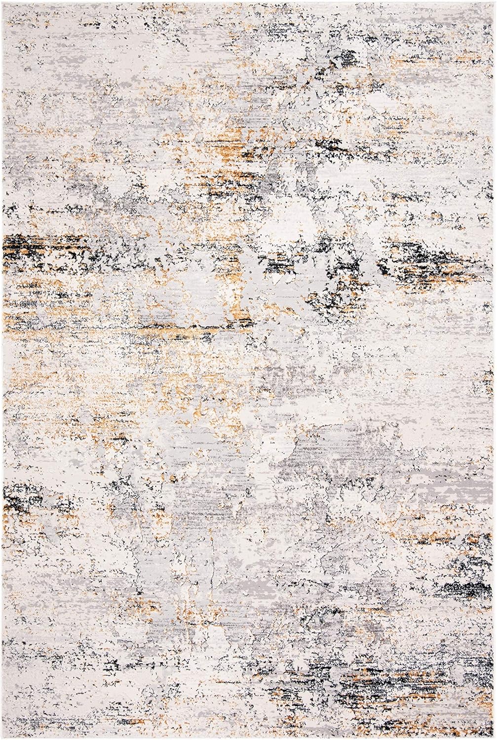 SAFAVIEH Amalfi Collection AMF572A – Alfombra decorativa de 4 x 6 pies, color crema y dorado, diseño abstracto envejecido, no desprende pelusa y es