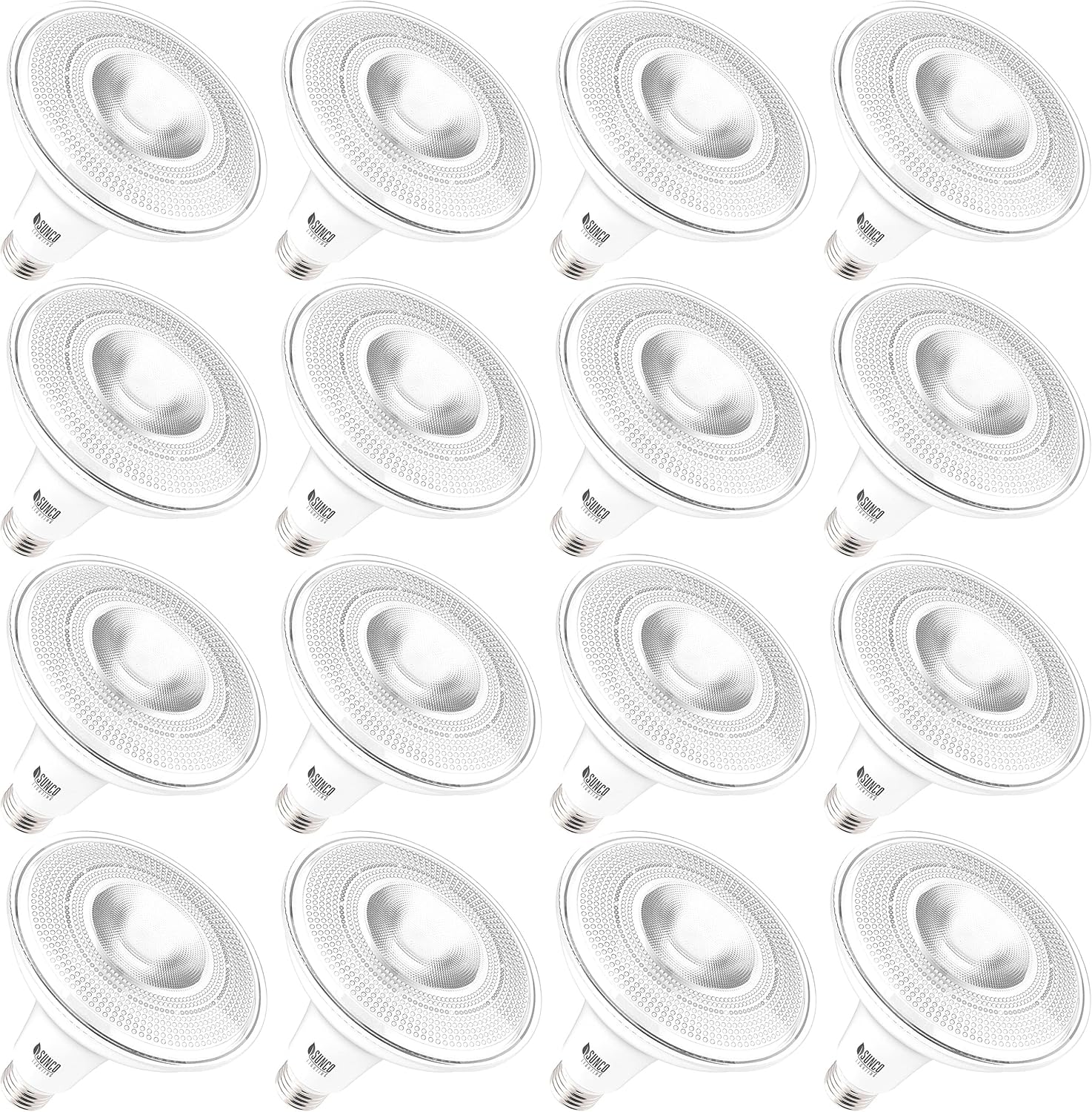 Sunco Lighting Paquete de 16 focos LED para exteriores, impermeables, PAR38, regulable, equivalente a 100 W, 13 W, exterior, clasificación húmeda,