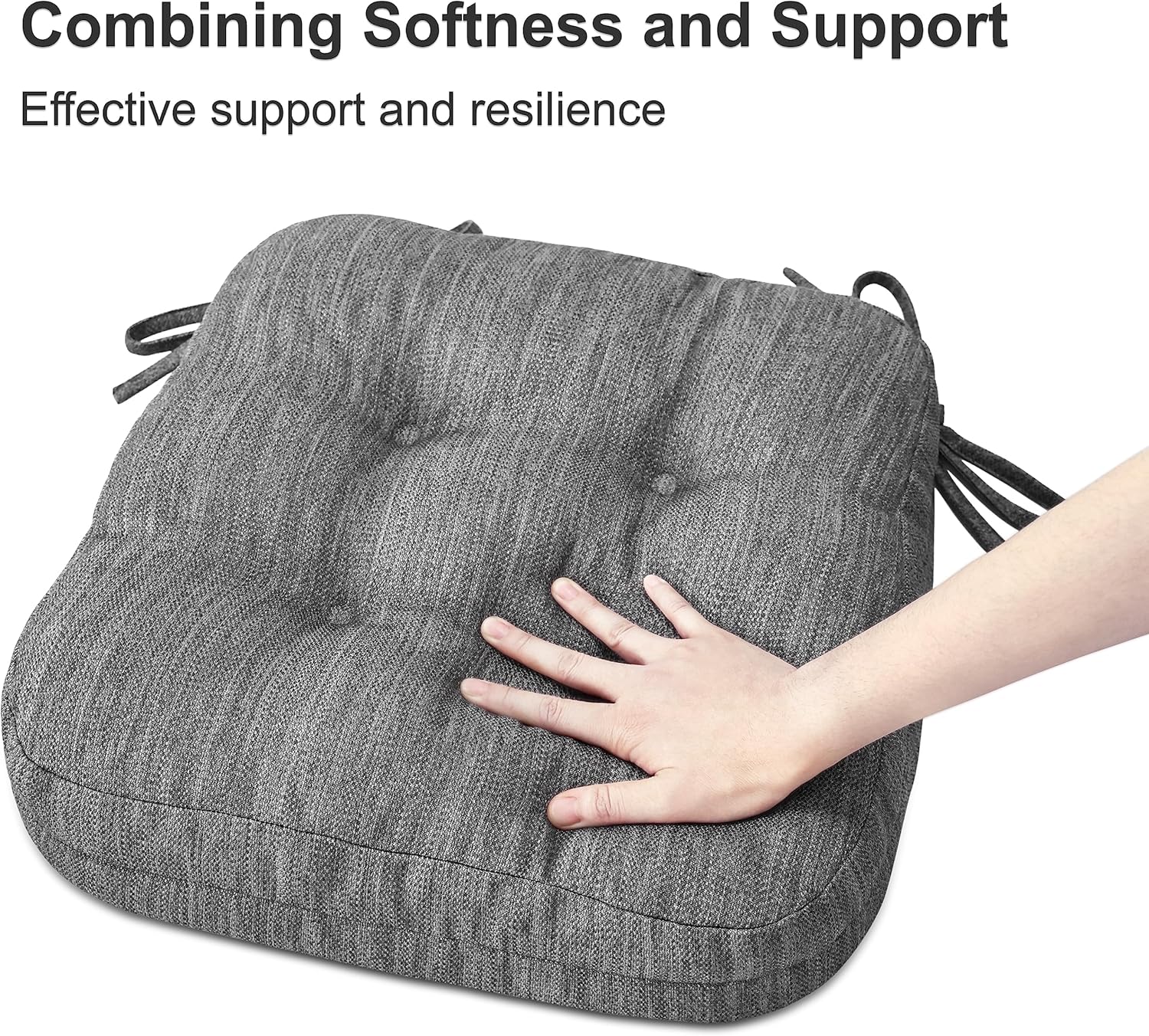 Shinnwa Cojines para sillas de comedor, paquete de 4, cojines de asiento de cocina de espuma viscoelástica copetudos, almohadillas antideslizantes