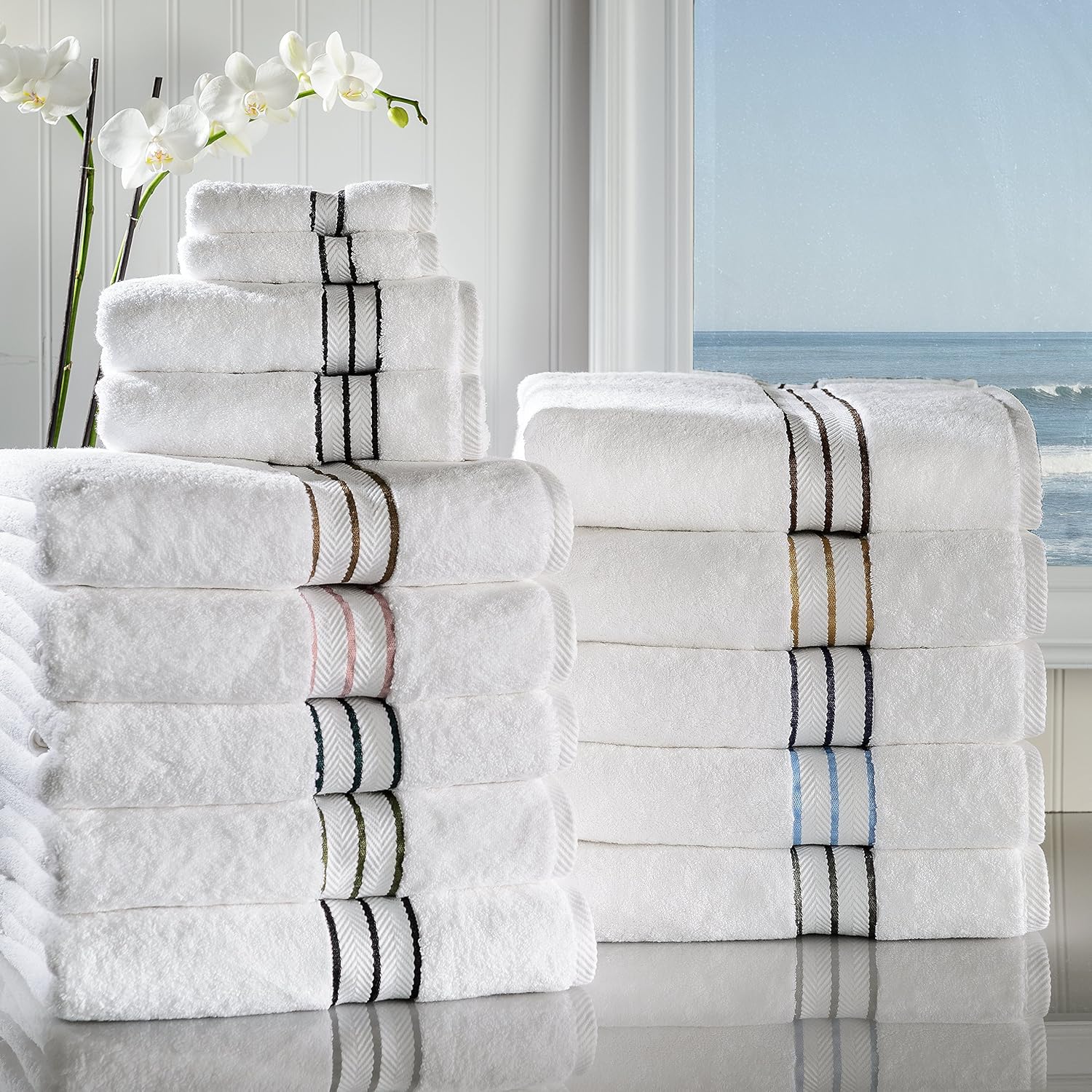 Superior Juego de toallas de algodón turco ultra afelpadas de 10 piezas, ideal para baño principal, baño de invitados, secado rápido, ducha, spa,