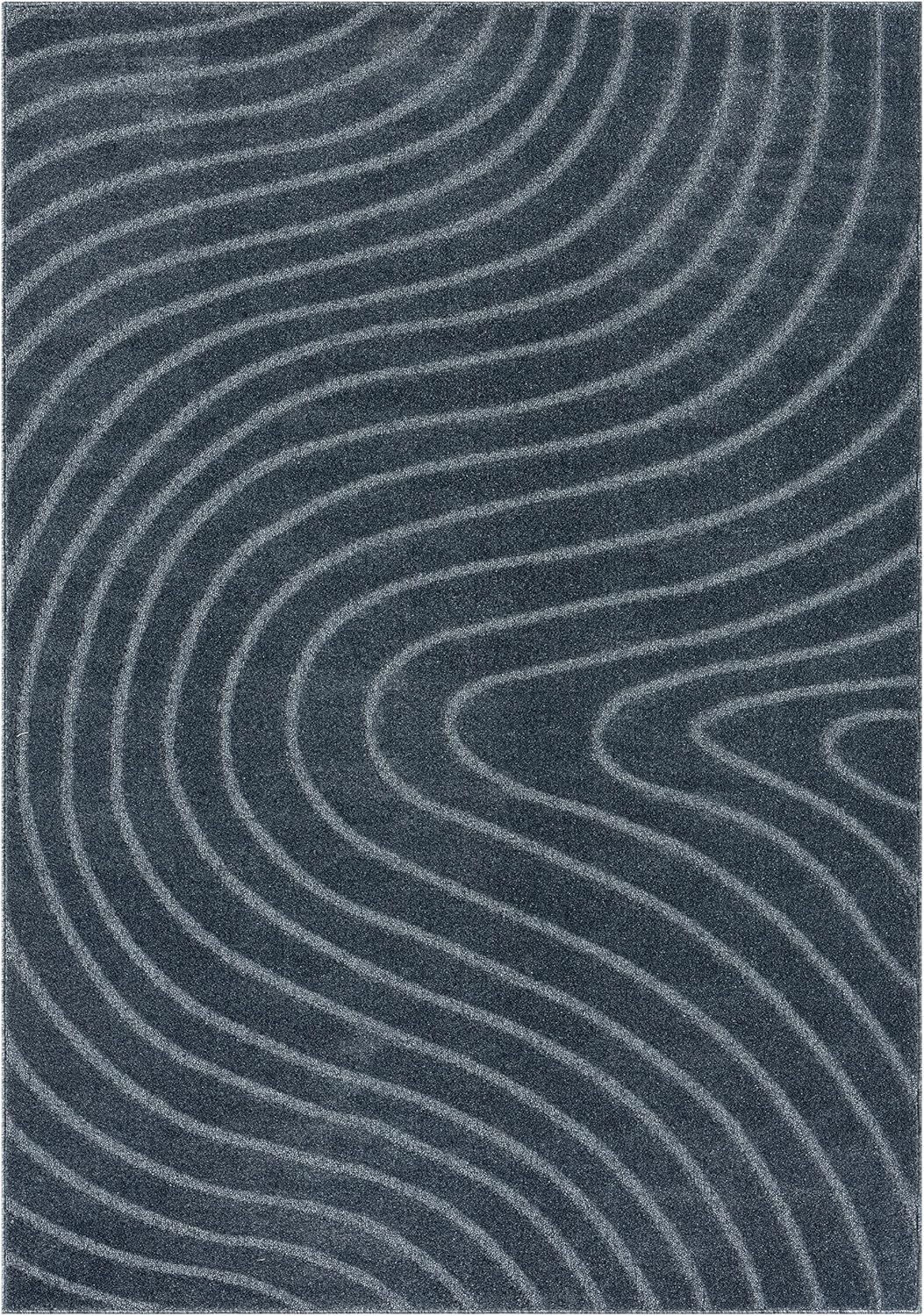 LUXE WEAVERS Alfombra moderna geométrica ondulada azul 9×12