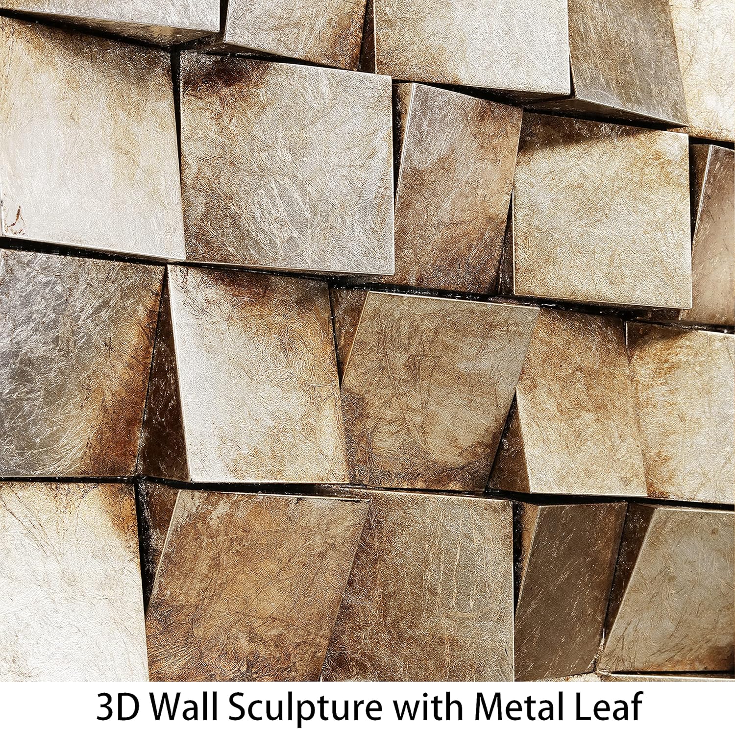 Empire Art Direct Bloques resistentes con hoja de oro 3D arte de pared de madera 3D listo para colgar, 48 x 30 pulgadas, texturizado I