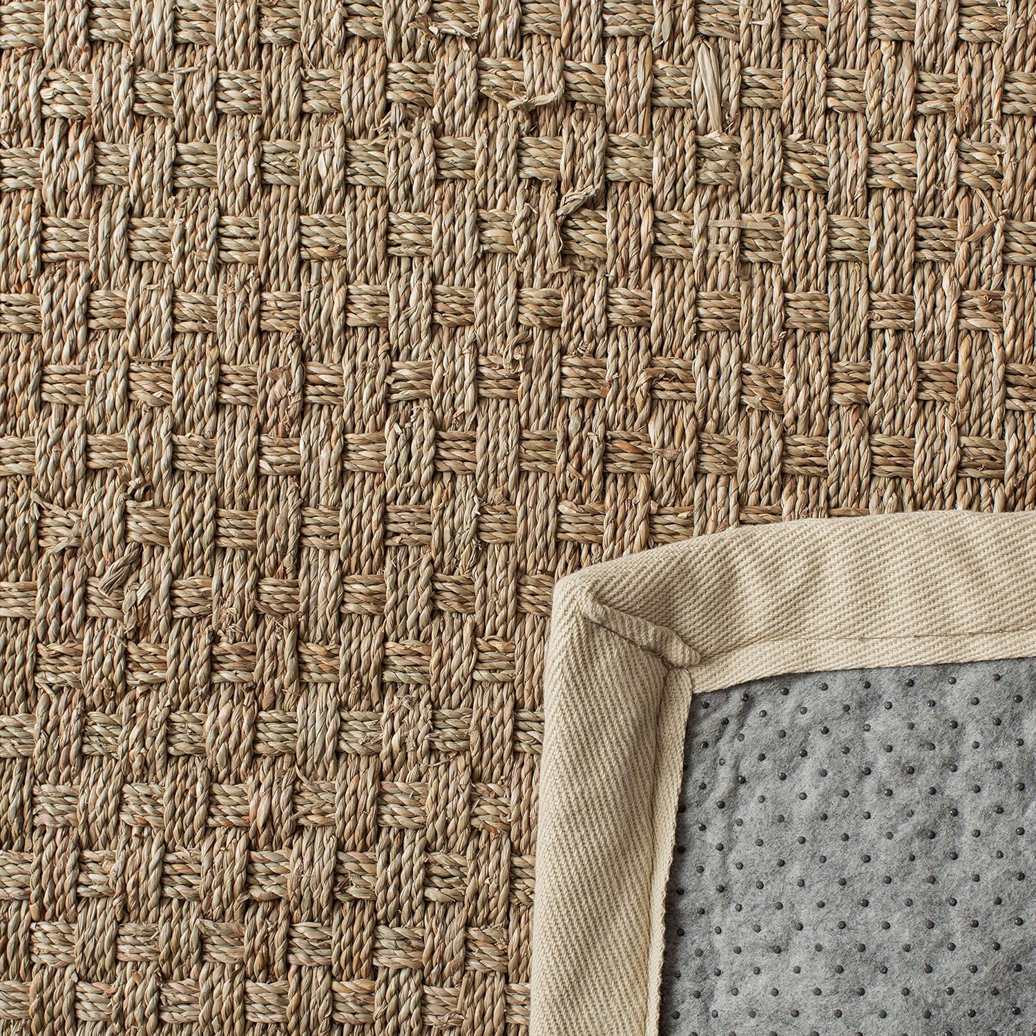 Safavieh NF114A Natural Fiber Collection – Alfombra de fibras naturales de patrón trenzado, varios colores (5 x 8 pies), Fibras naturales, natural,