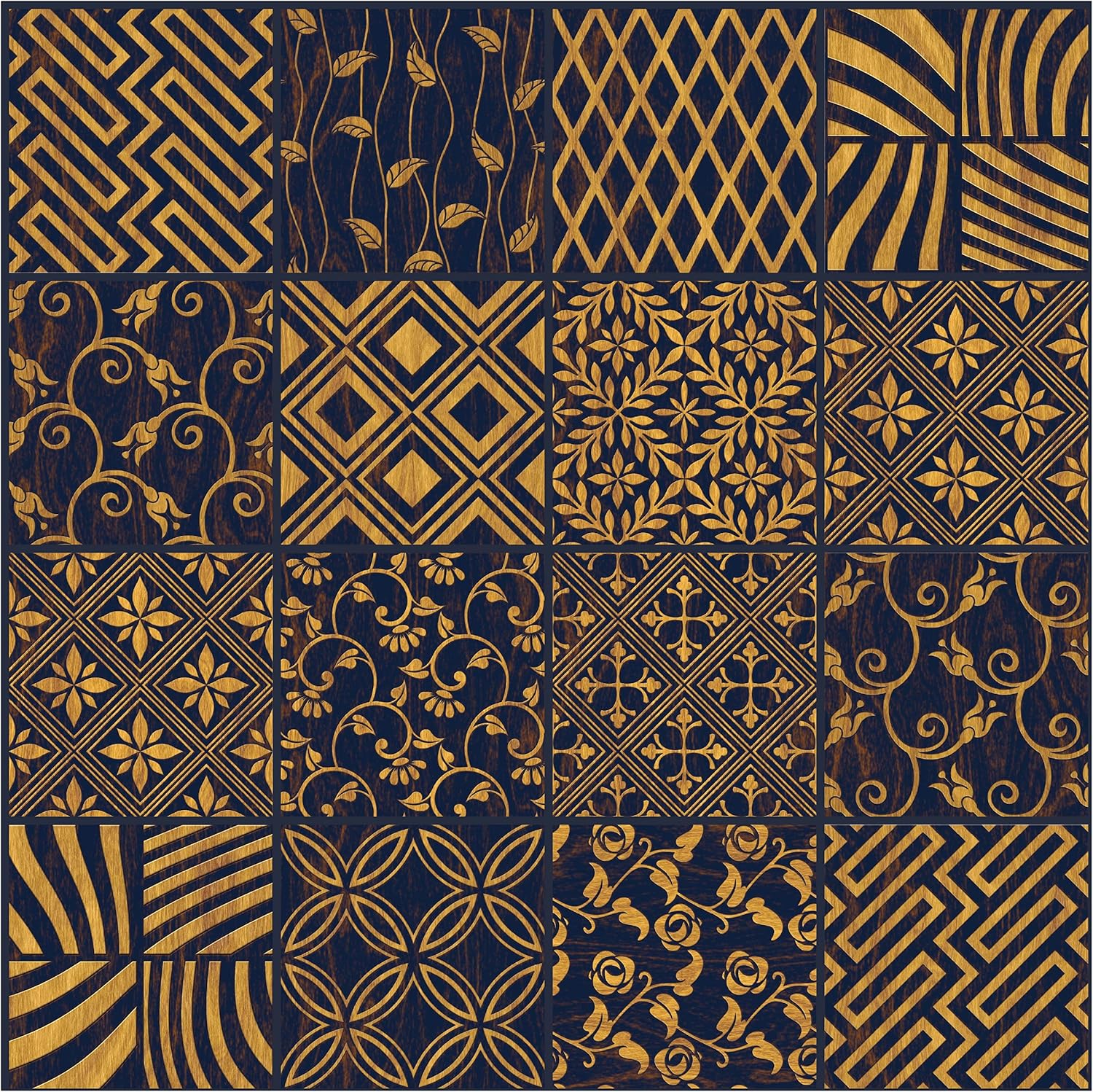 IRI-GIRI ArtDeco 1279-IG – Calcomanías adhesivas para pared (4 x 4 pulgadas), vinilo adhesivo decorativo para azulejos en muro, impermeable,