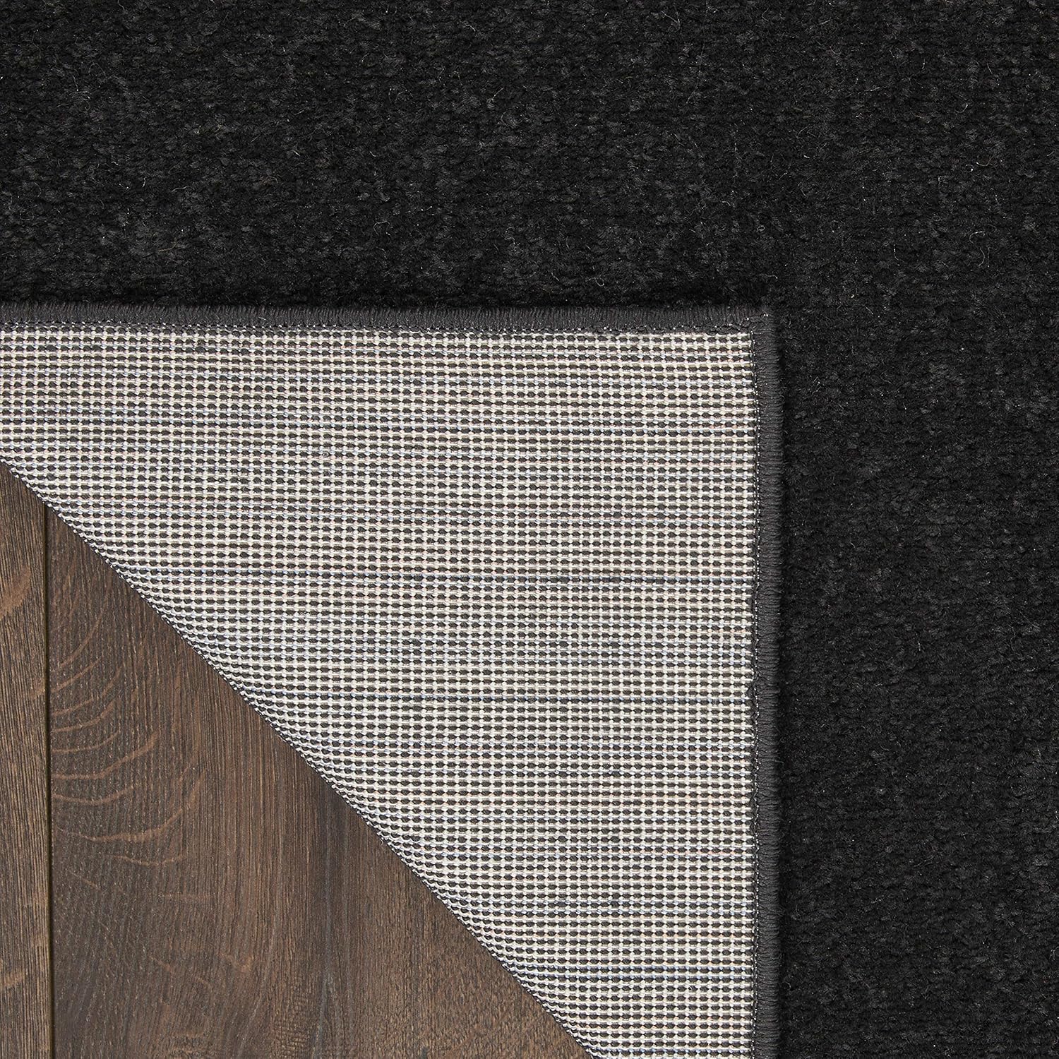 Nourison Essentials Alfombra para interiores o exteriores, negro, 8 x 11 pies, fácil de limpiar, no desprende pelo, para dormitorio, sala, comedor,