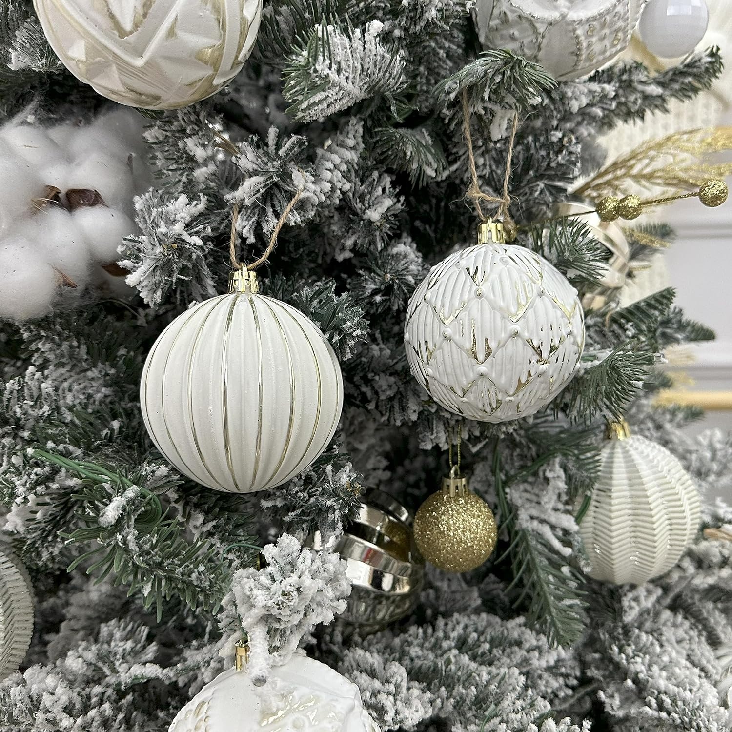 XmasExp Juego de adornos de bolas de Navidad rústicas vintage, 3.15 pulgadas, decoración de árbol envejecido, de plástico, inastillable, estilo