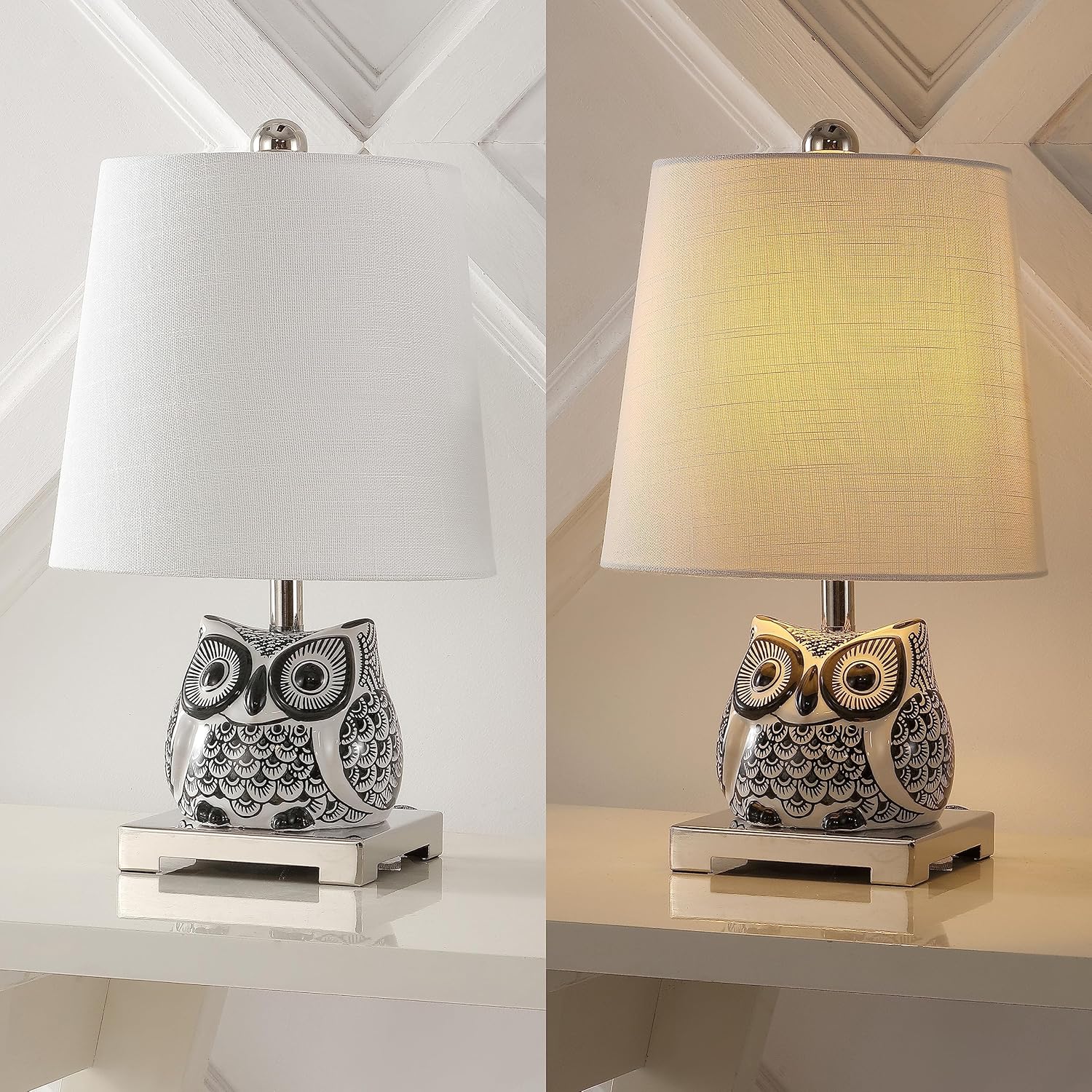 JONATHAN Y JYL3014C Justina – Minilámpara led de mesa de 16 pulgadas, de cerámica, para casa de campo, dormitorio, sala de estar, oficina,