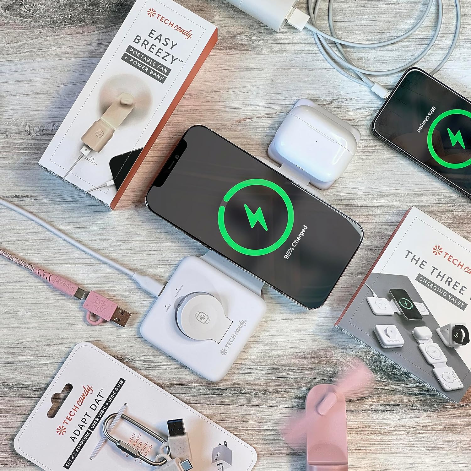 Tech Candy Adapt Dat Juego de 2 adaptadores (USB a USB-C + USB-C a USB), color natural