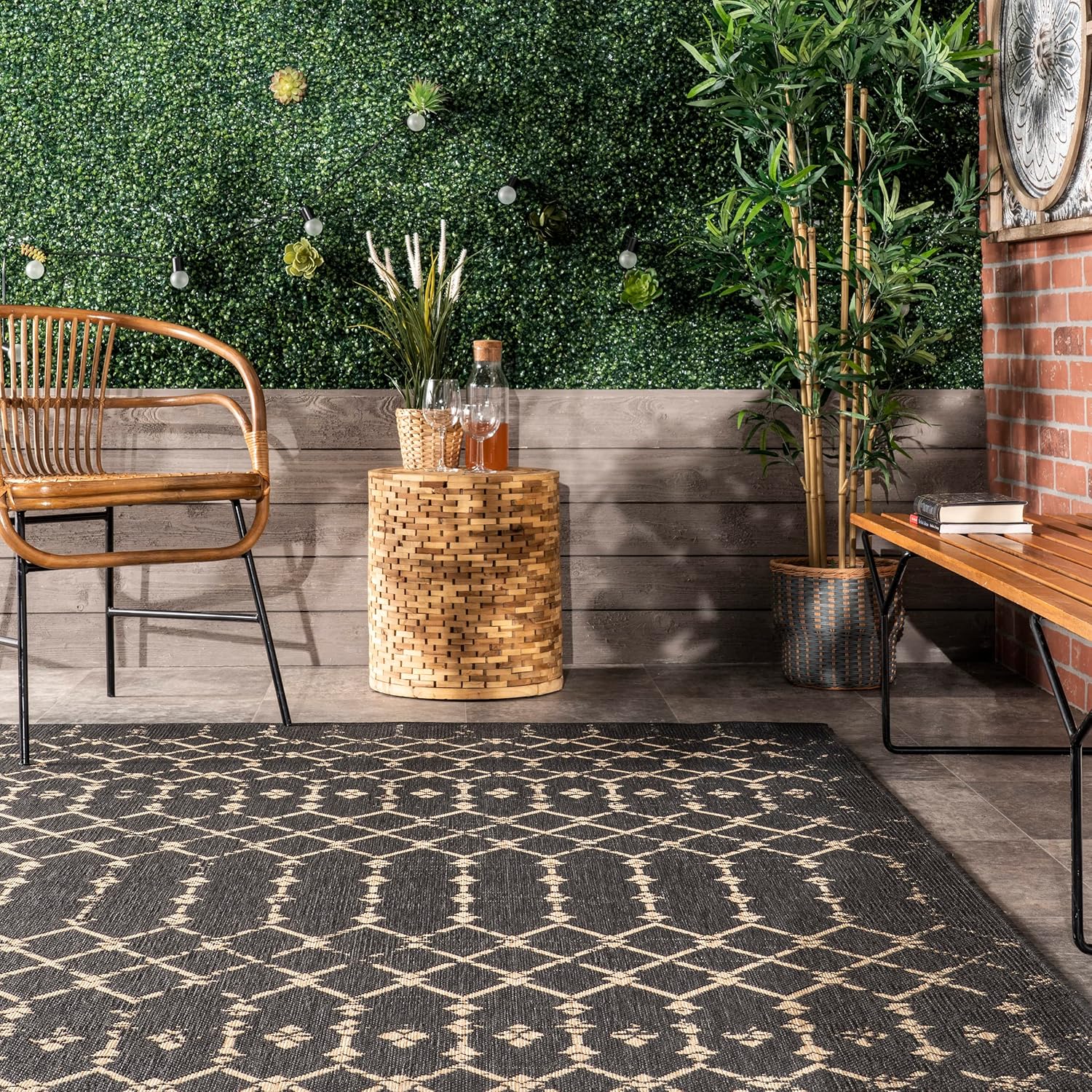 nuLOOM Grayson – Alfombra marroquí Trellis para interiores y exteriores, 7 x 9 pulgadas, color carbón