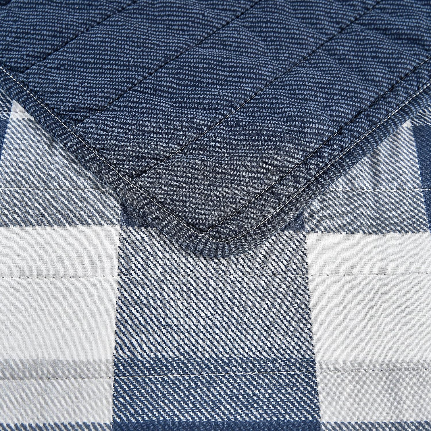 Nautica – Juego de edredón tamaño King, ropa de cama de algodón para todas las estaciones, ligero y reversible (Norridge NavyWhite, King)