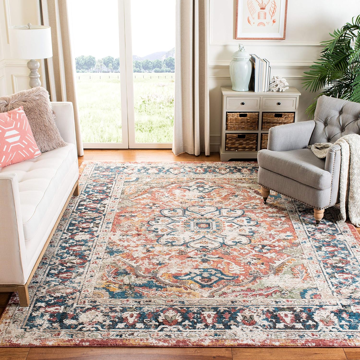 SAFAVIEH Carlyle Collection CYL229P – Alfombra vintage oriental, envejecida, no desprende pelusa, para sala de estar, dormitorio, comedor, oficina