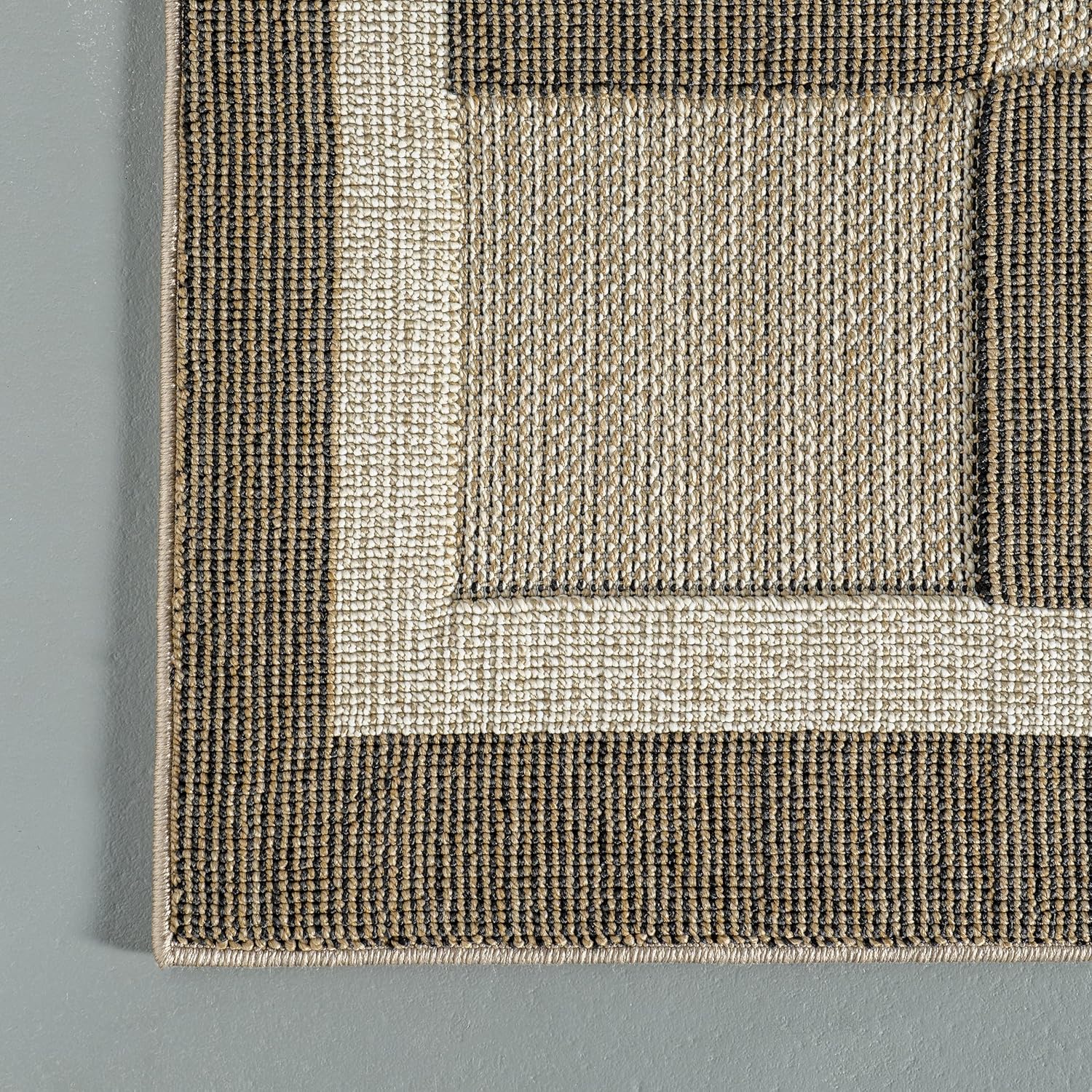nuLOOM Lavonia – Alfombra a cuadros para interiores y exteriores, 6 pies 7 pulgadas x 9 pies, color beige