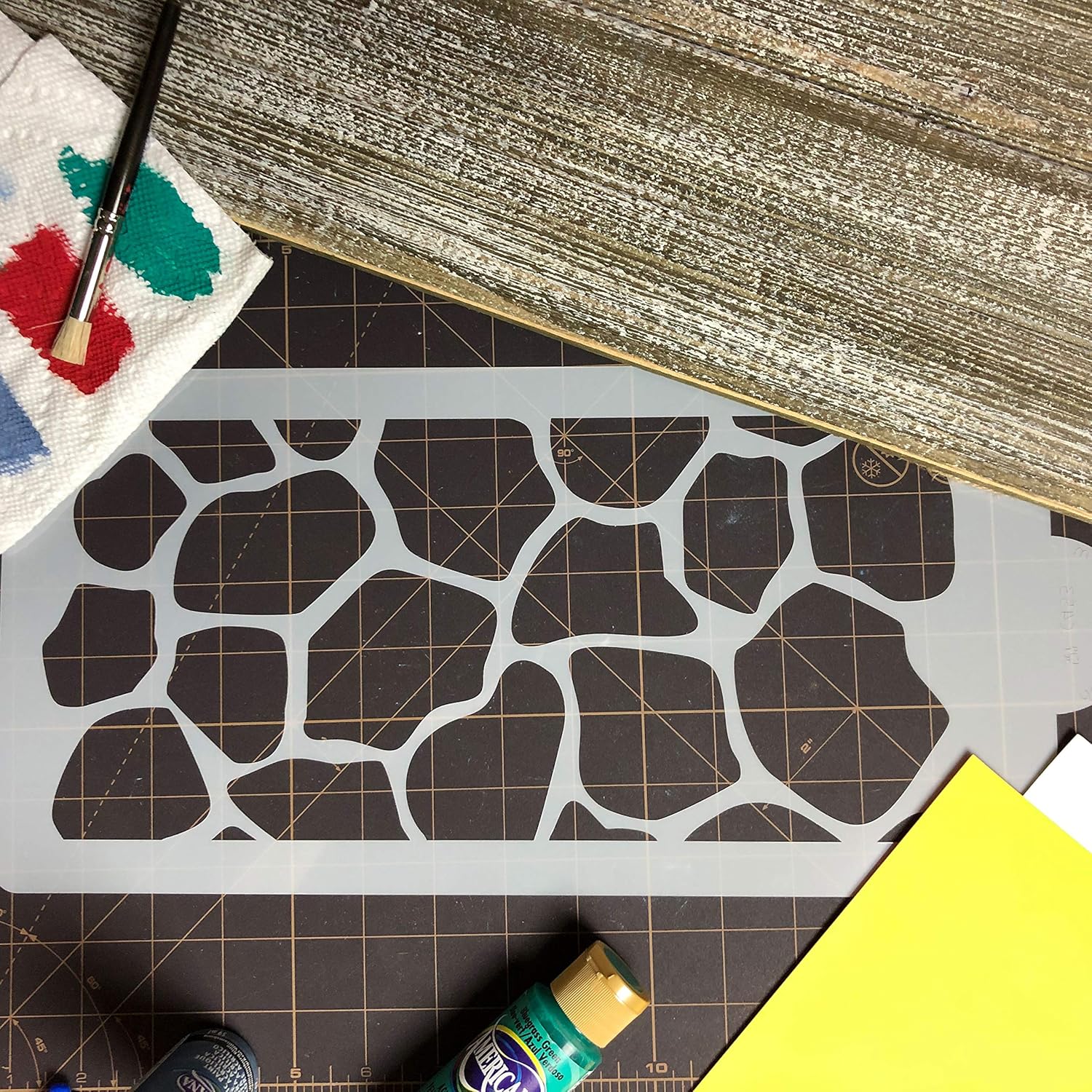 Designer Stencils Plantilla de pastel de piel de jirafa, beigesemitransparente
