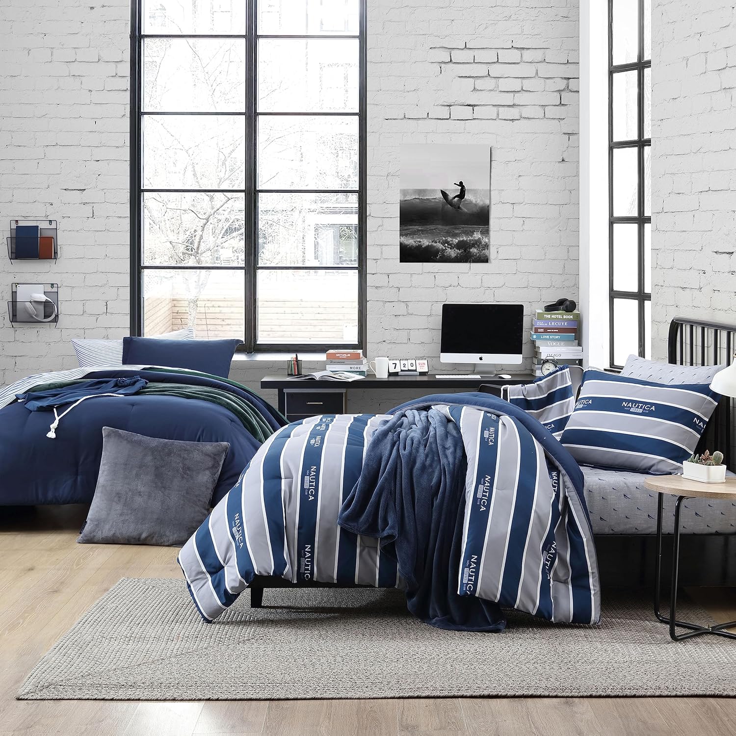 Nautica – Juego de cama queen- Juego de edredón reversible casual, incluye fundas adicionales, sábana bajera, fundas de almohada y bolsa de