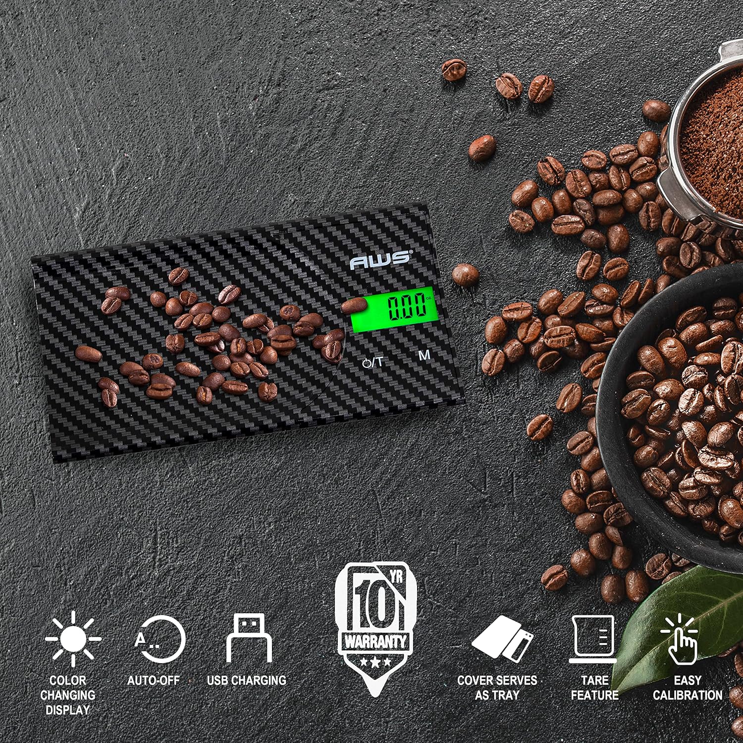 AWS – Scoop Series – Báscula digital multifuncional de bolsillo – 300 G x 0.01 G.