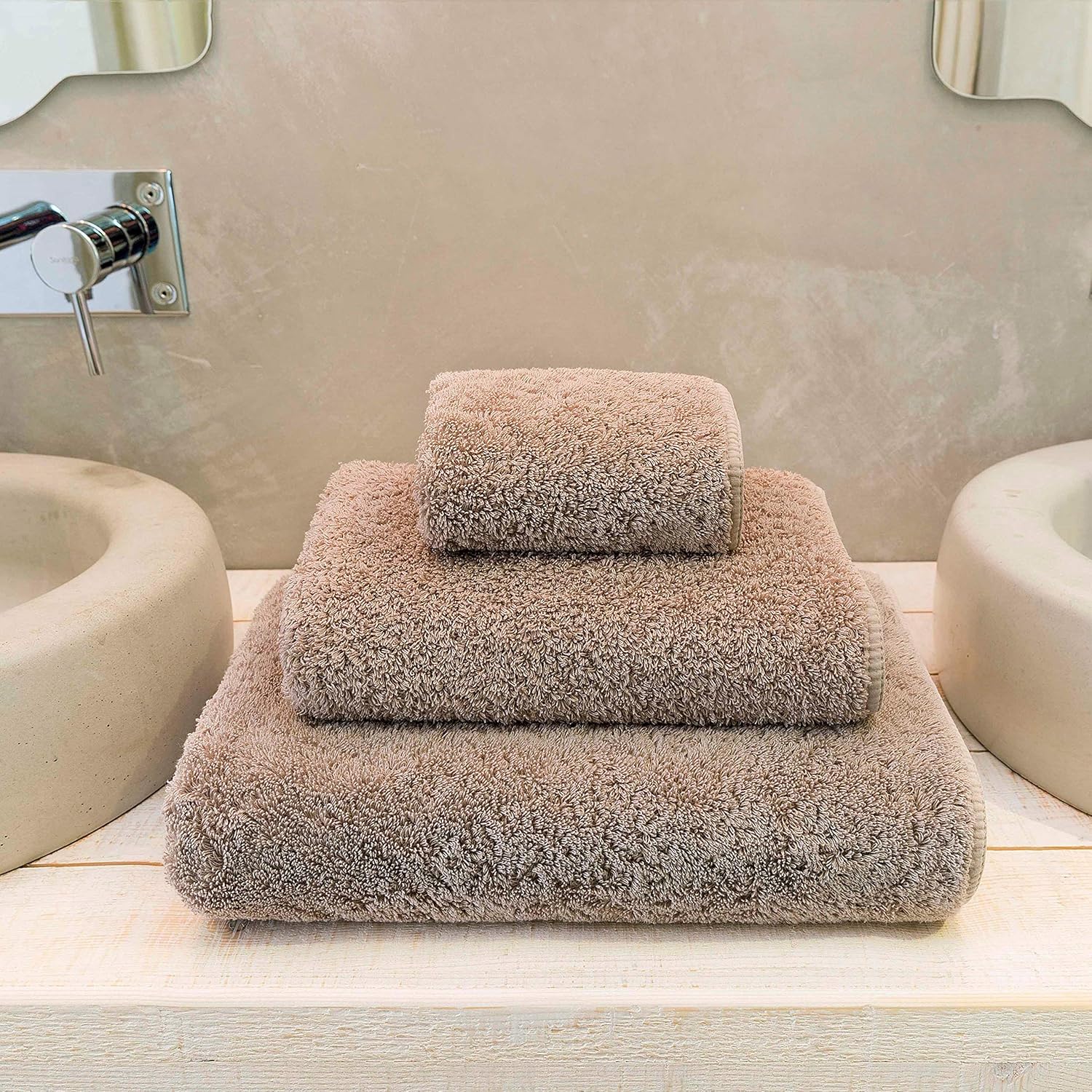 Graccioza – Toalla de mano larga de doble bucle (18 x 30 pulgadas, natural), 100% algodón egipcio de 700 GSM, toalla de baño elegante y suave, hecha