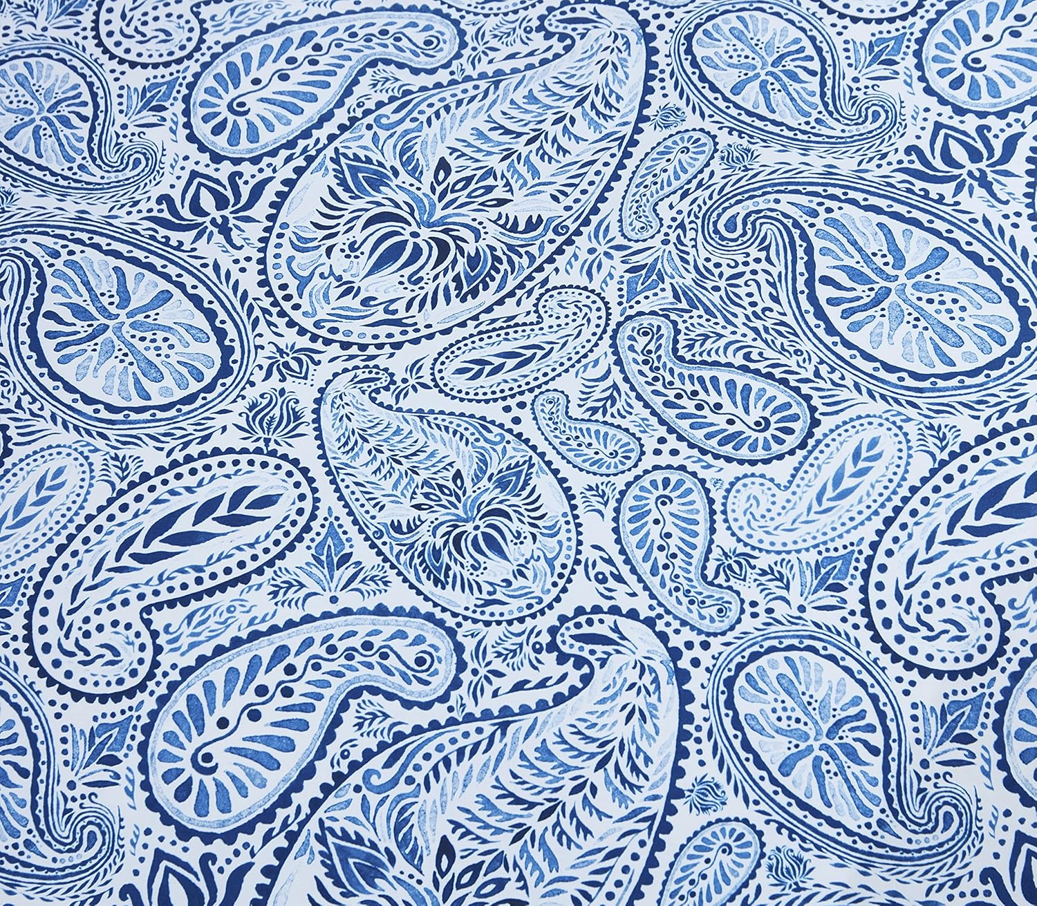 CASA BOLAJ DESIGNED TO DREAM Juego de funda de edredón con estampado retro de 2 piezas, estampado de cachemira, azul y blanco (cachemira, individual)