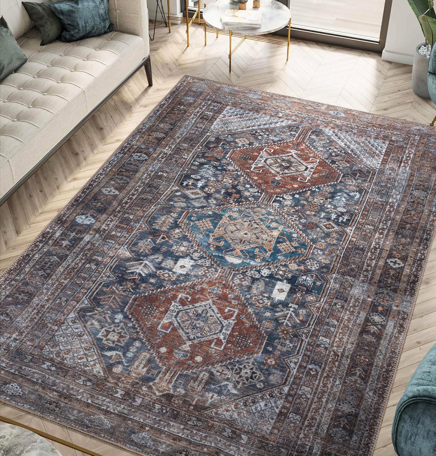 Keen Home Design Alfombras lavables a máquina con parte trasera antideslizante, ideal para pasillo, sala de estar, dormitorio, cocina y lavandería,